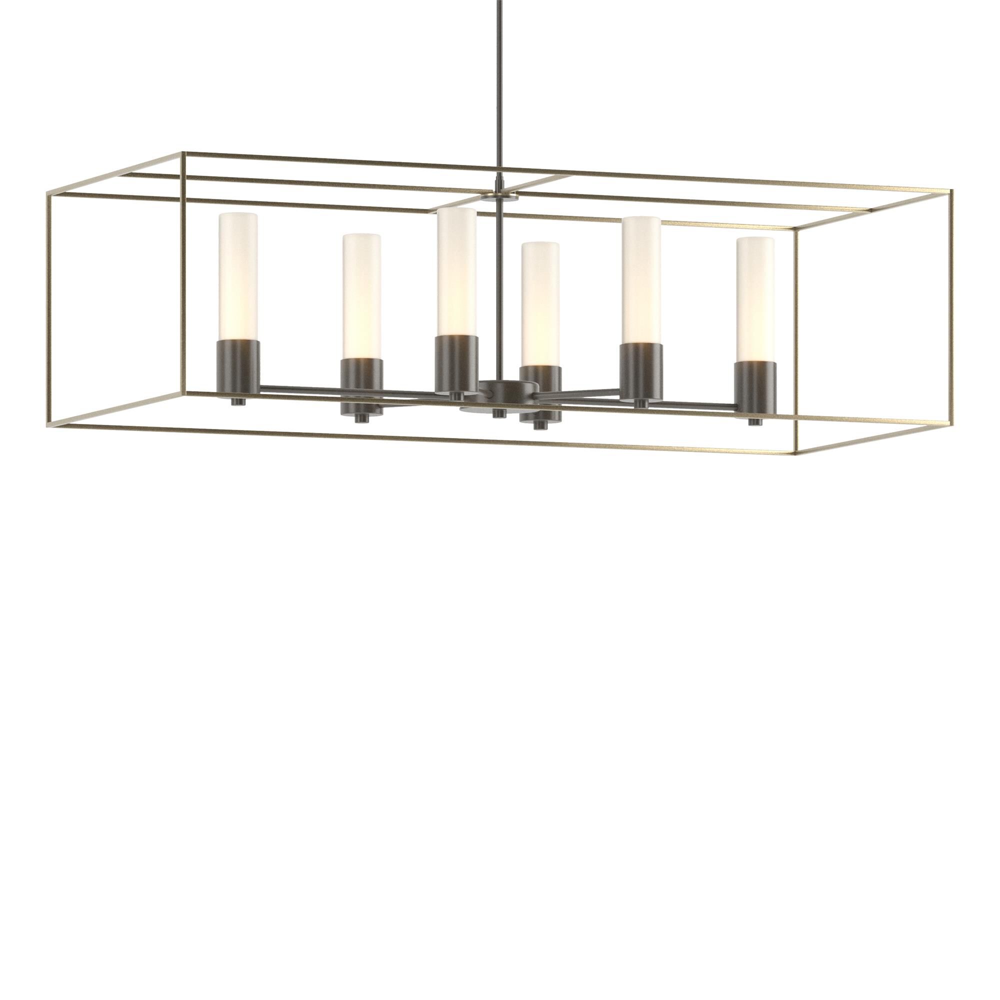 Shown in Dark Smoke finish and Opal glass and Soft Gold accent