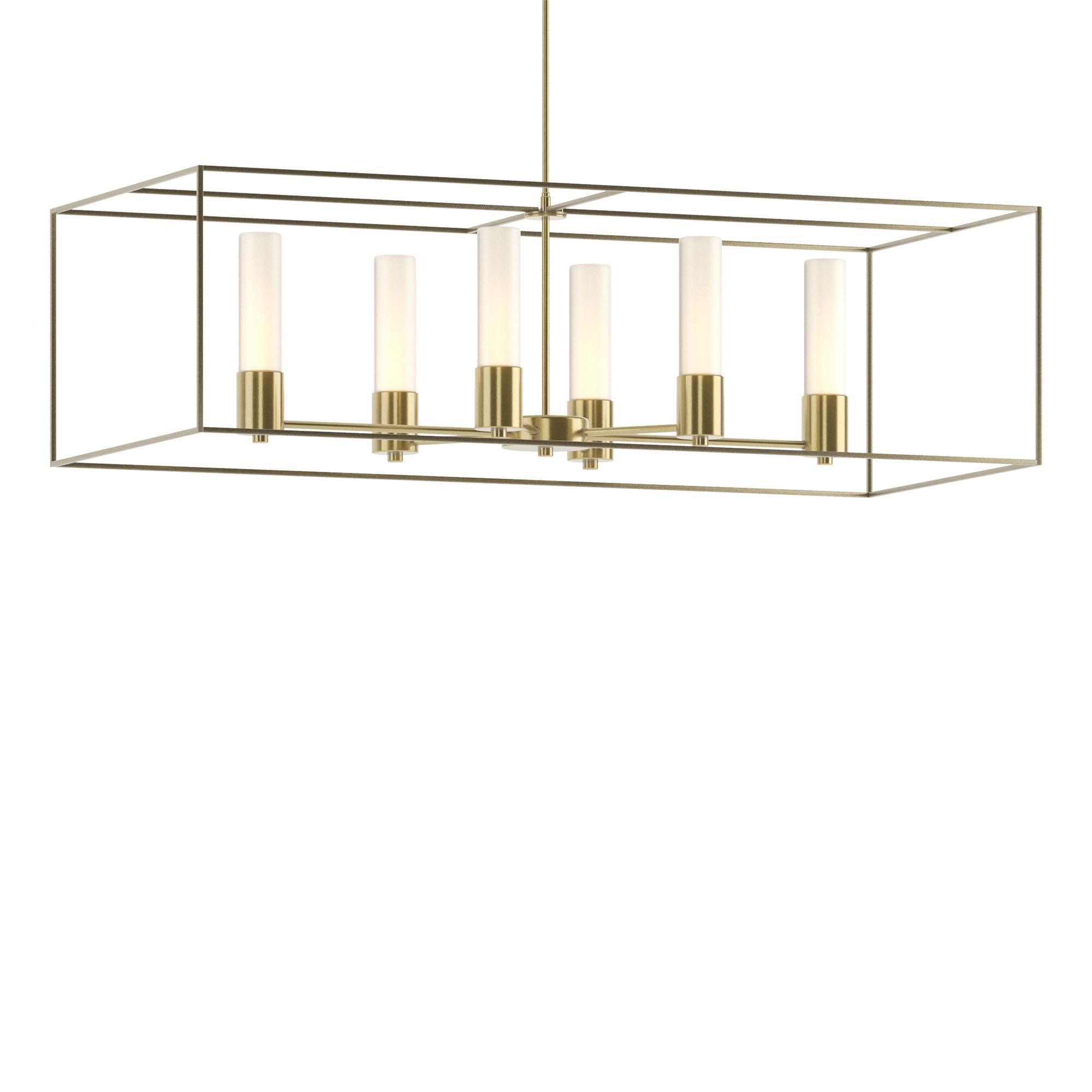 Shown in Modern Brass finish and Opal glass and Soft Gold accent
