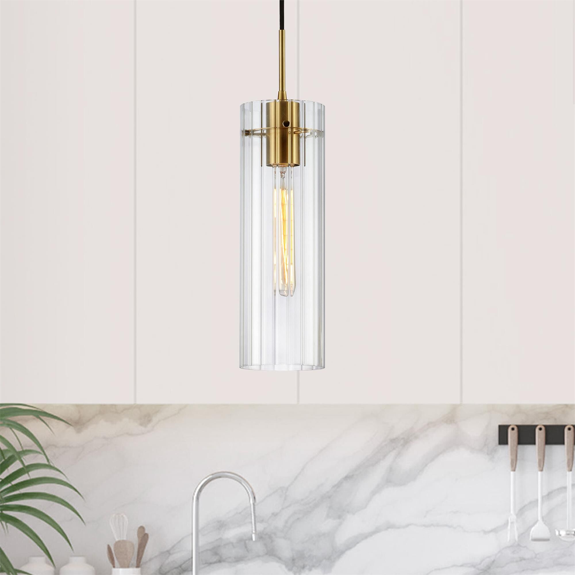 Shown in Clear and Aged Brass finish and Clear Cylinder glass