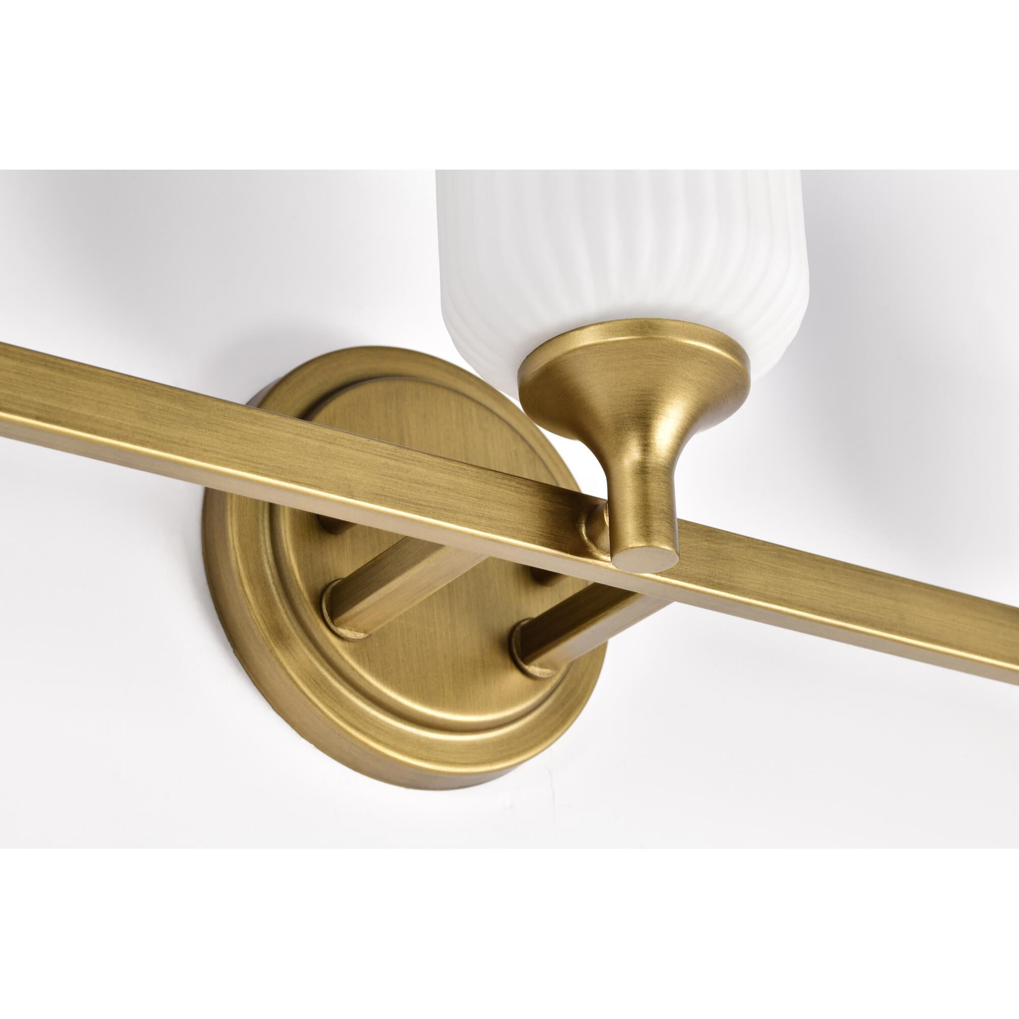 Shown in Natural Brass finish and Frosted Ribbed glass