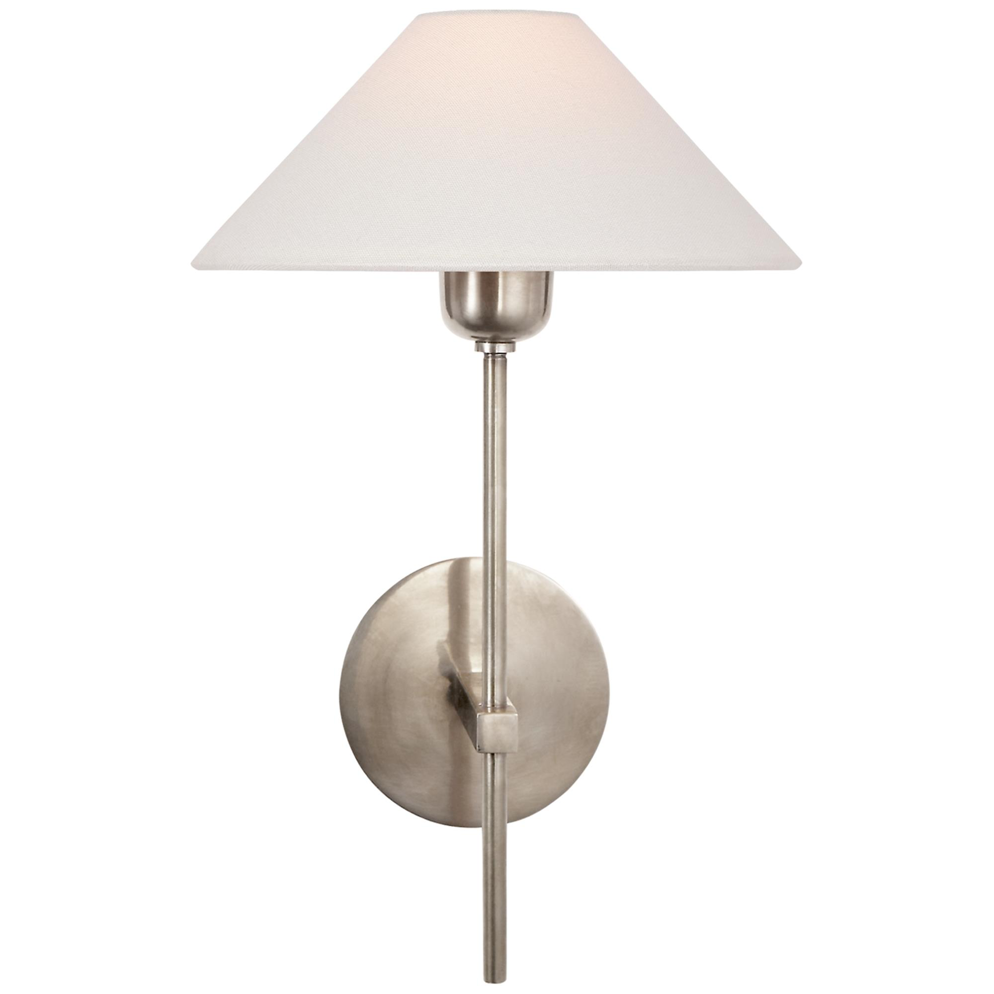 Shown in Antique Nickel finish and Linen shade