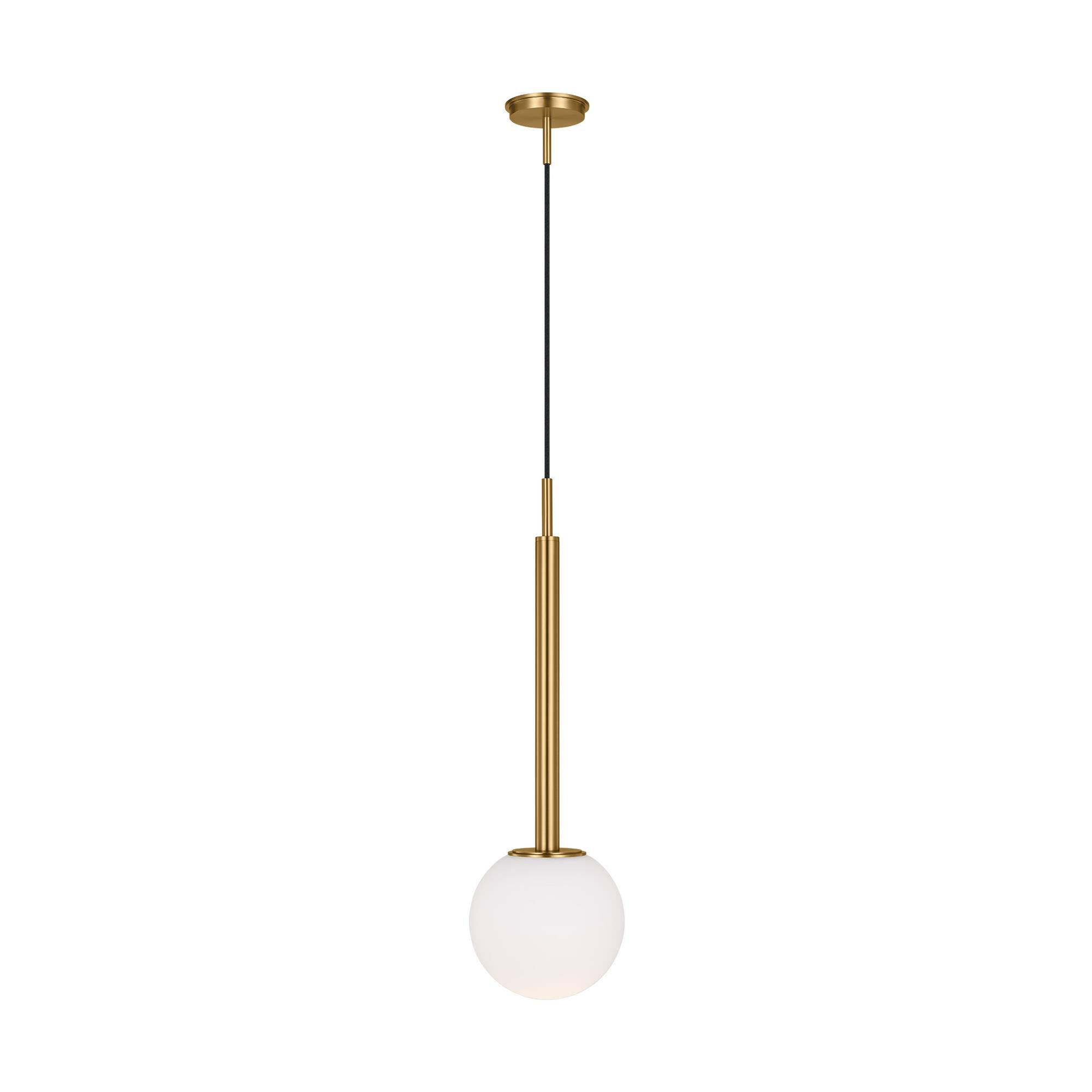Shown in Burnished Brass finish and Milk White glass
