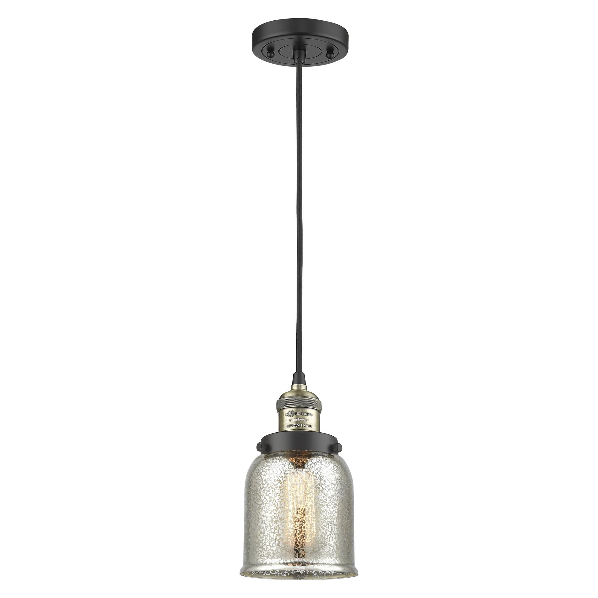 Shown in Black Antique Brass finish and Silver Mercury glass