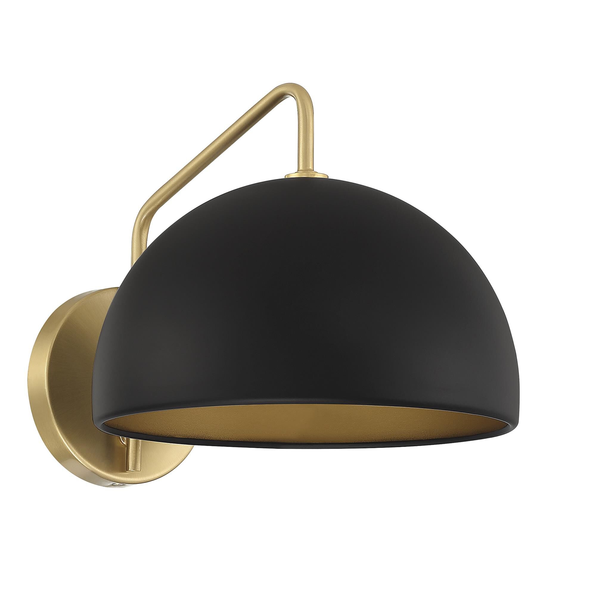 Shown in Matte Black with Natural Brass finish and Metal shade