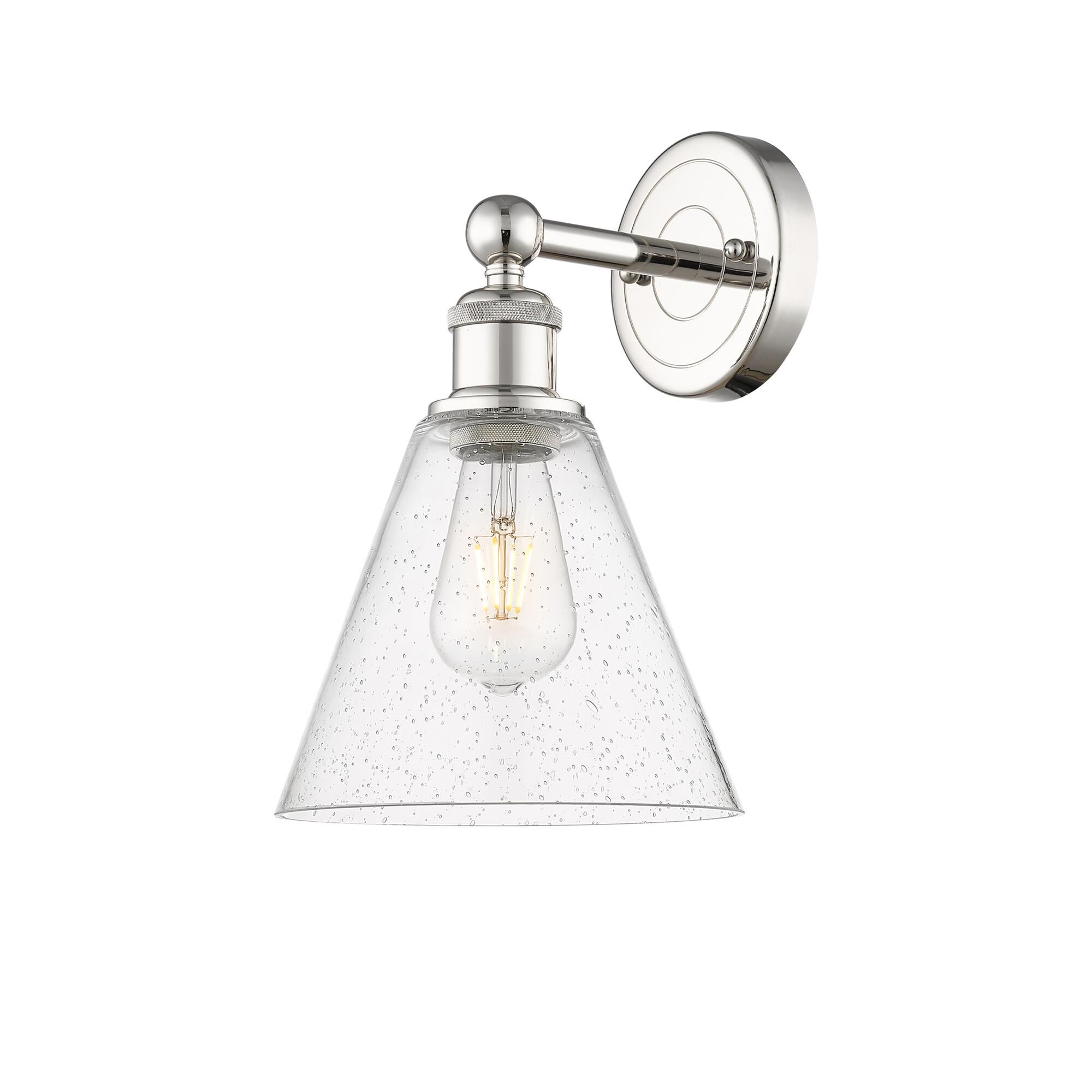 Shown in Polished Nickel finish and Seedy glass