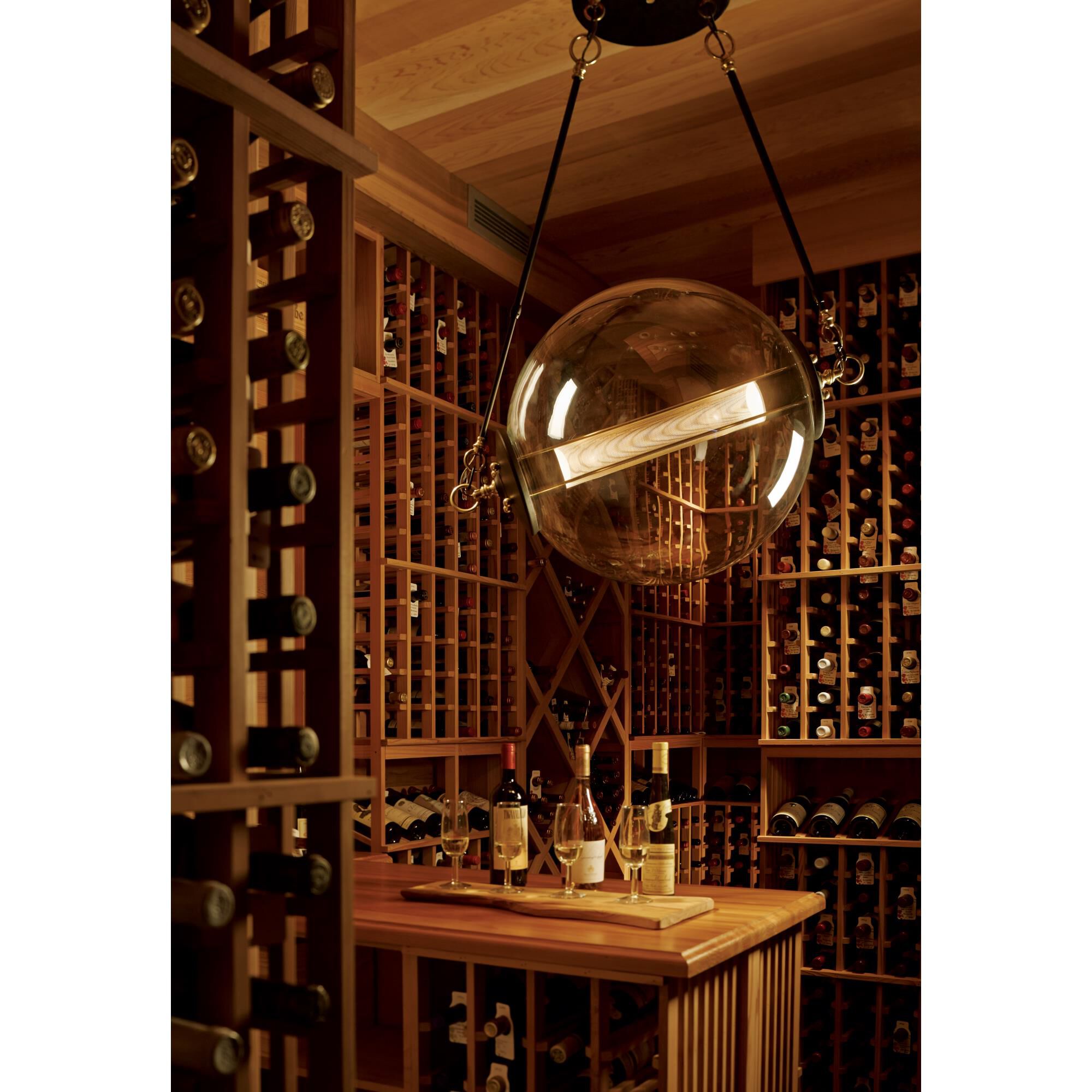 Shown in Brass with Black finish and Stainless Steel Mesh glass and Stainless Steel Mesh Tube accent