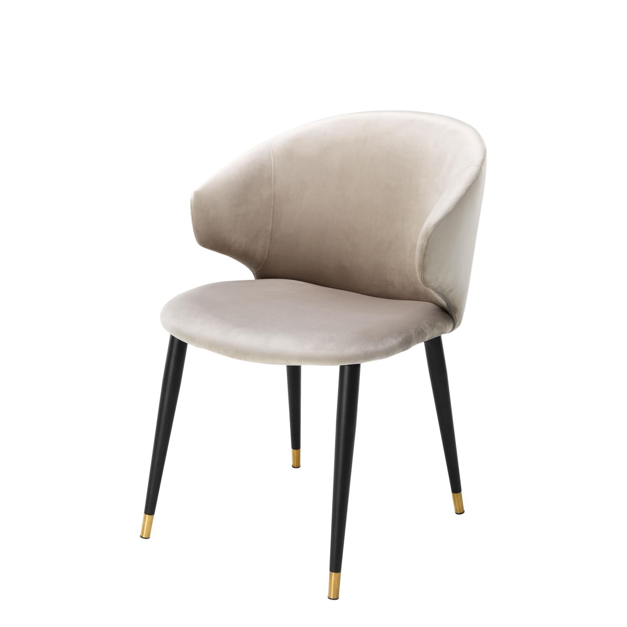 Shown in Roche Beige Velvet | Black & Gold Finish Legs finish