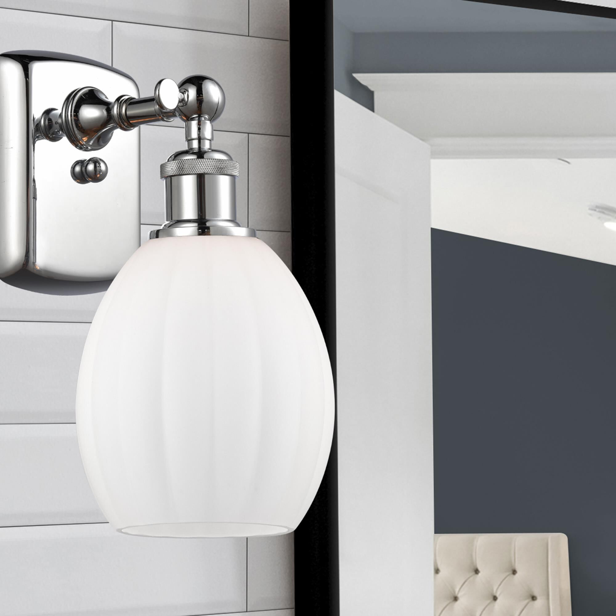 Shown in Polished Chrome finish and Matte White - Sphere glass