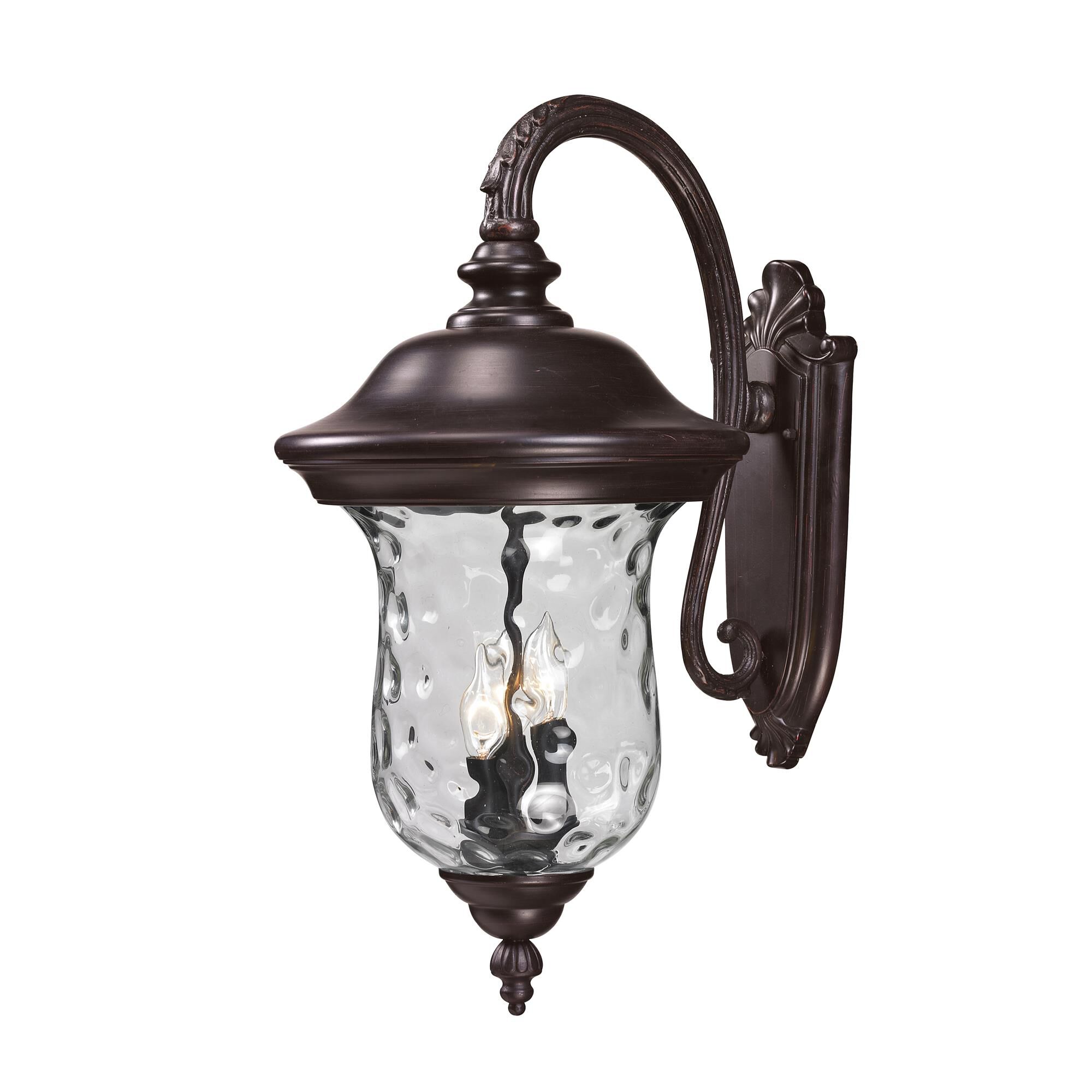 Shown in Bronze finish and Glass shade