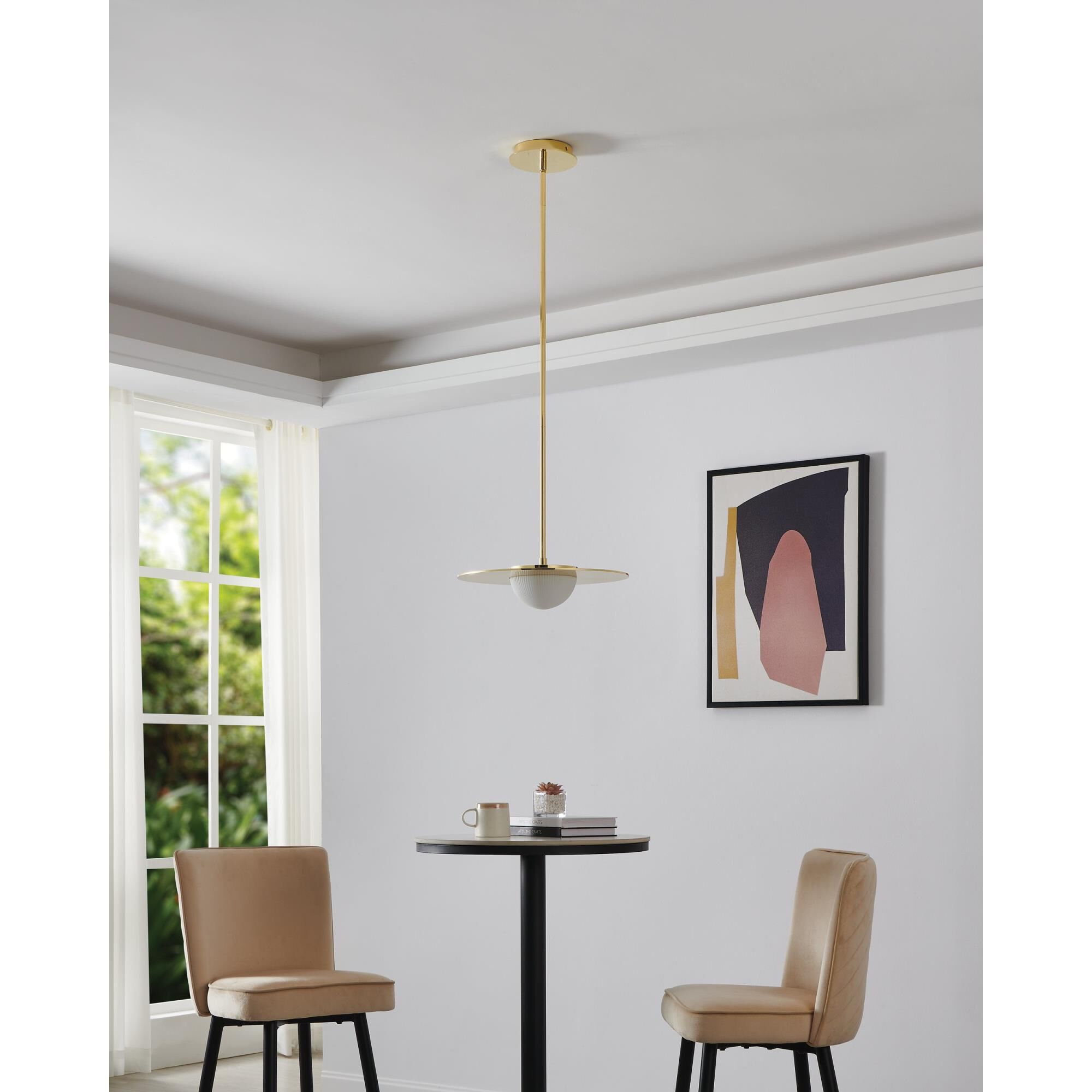 Shown in Polished Brass finish and Opal Ribbed glass