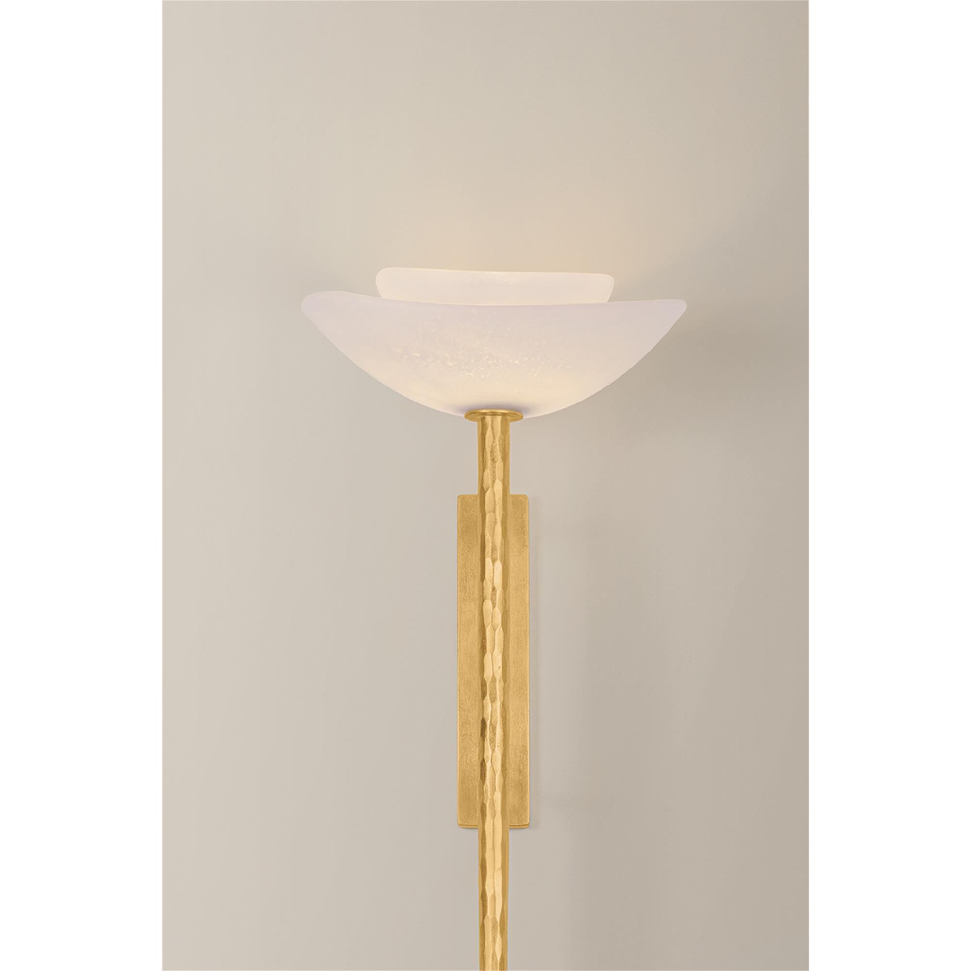 Shown in Vintage Gold Leaf finish and Matte Cloud Seeded glass
