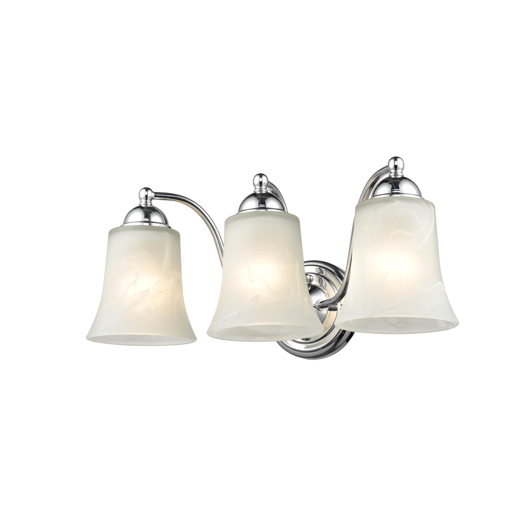 Shown in Chrome finish and Faux Alabaster glass