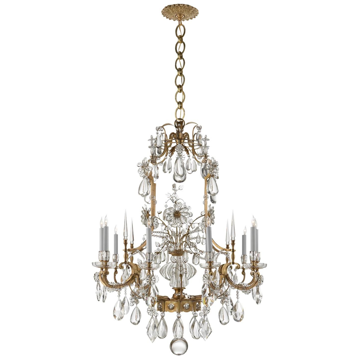 Shown in Hand-Rubbed Antique Brass finish and Crystal glass 