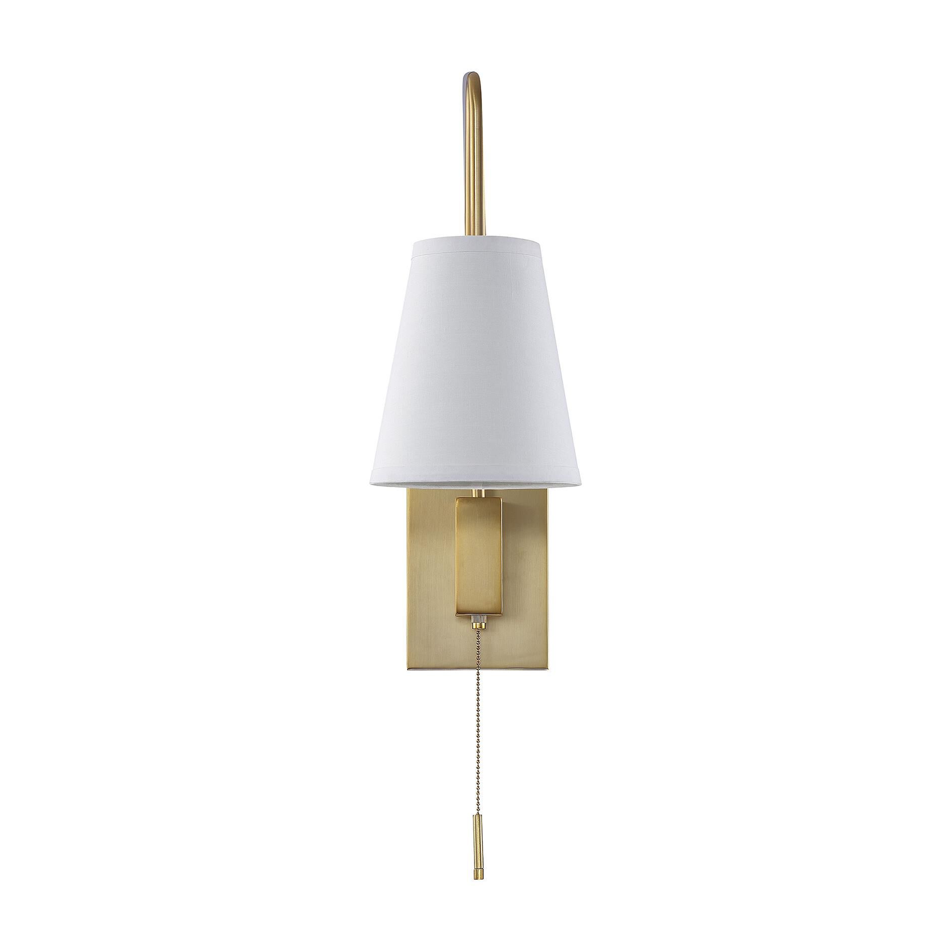 Shown in Warm Brass finish and White shade