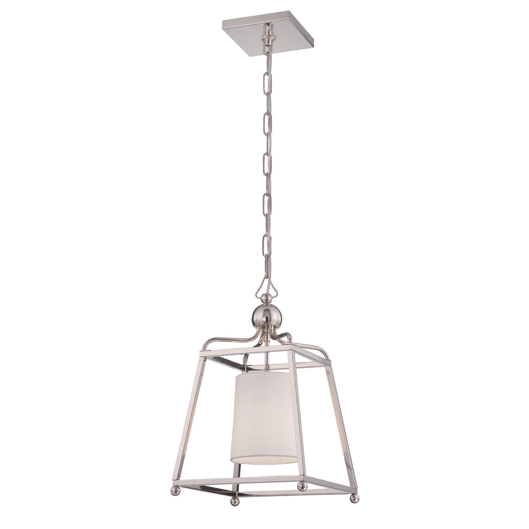 Shown in Polished Nickel finish and White Silk glass and White Silk shade