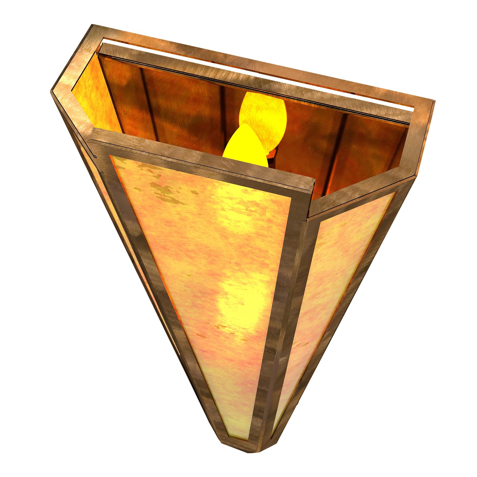 Shown in Antique Copper Finish finish and Amber Mica glass