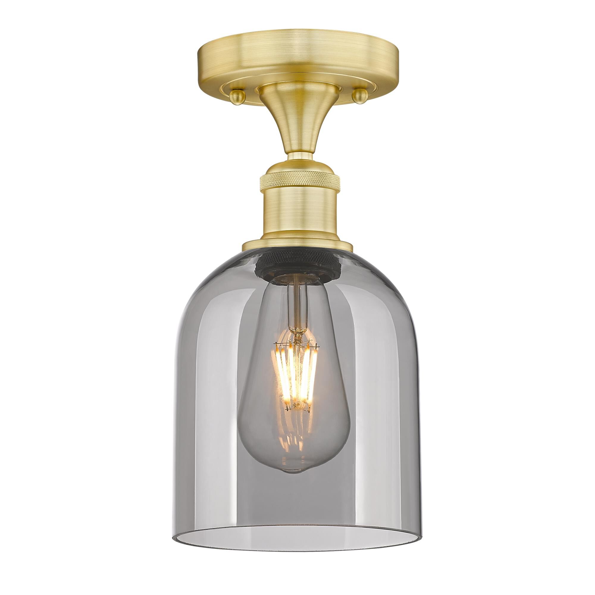 Shown in Satin Gold finish and Light Smoke glass