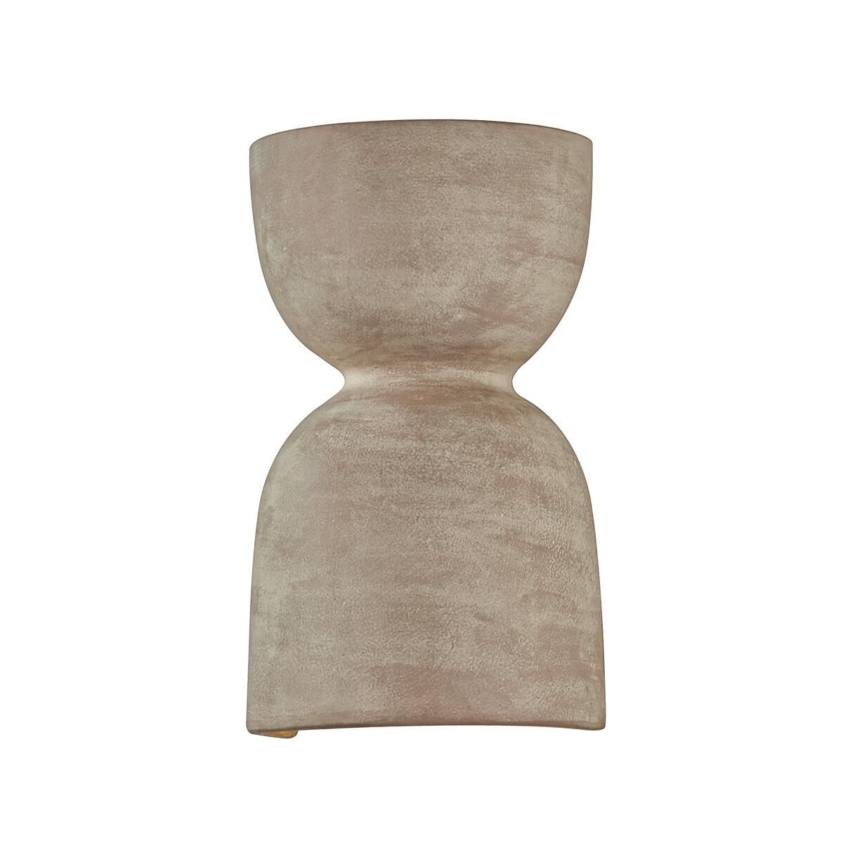 Shown in Aged Brass finish and Ceramic Windy Dune glass