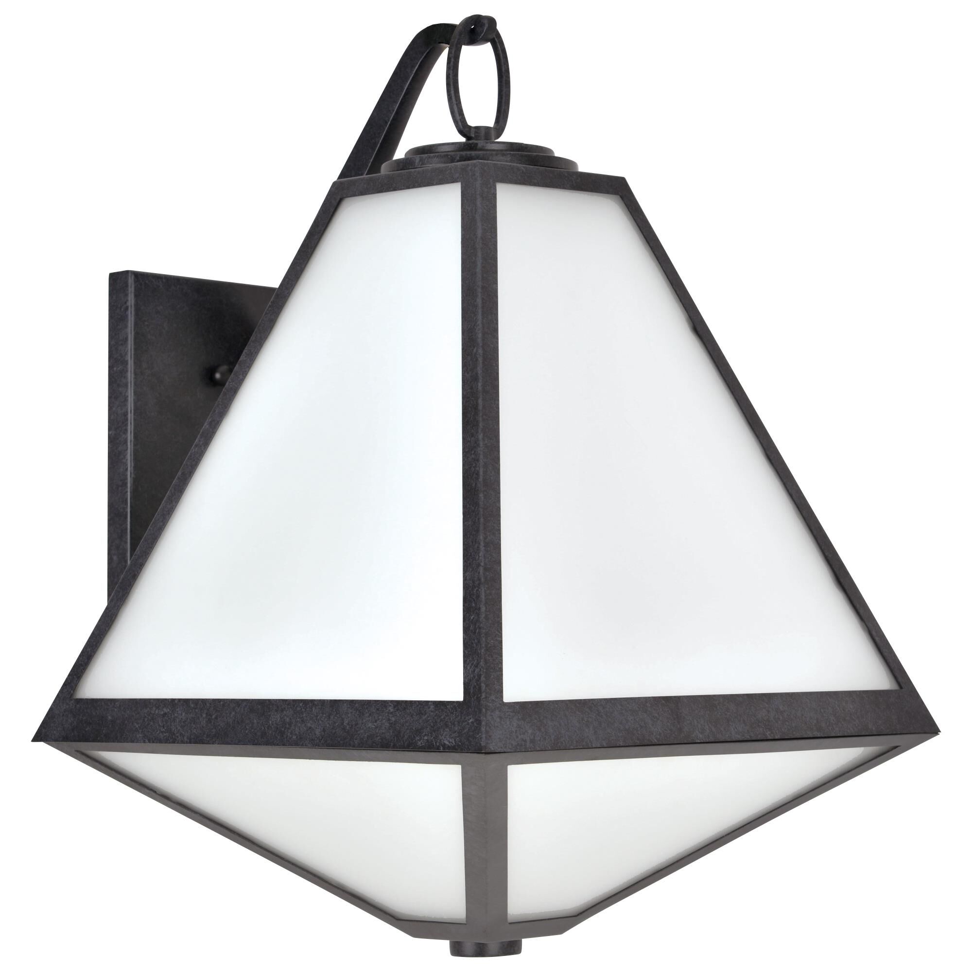 Shown in Black Charcoal finish and White Opal  Panel glass and White Opal Glass Panel shade