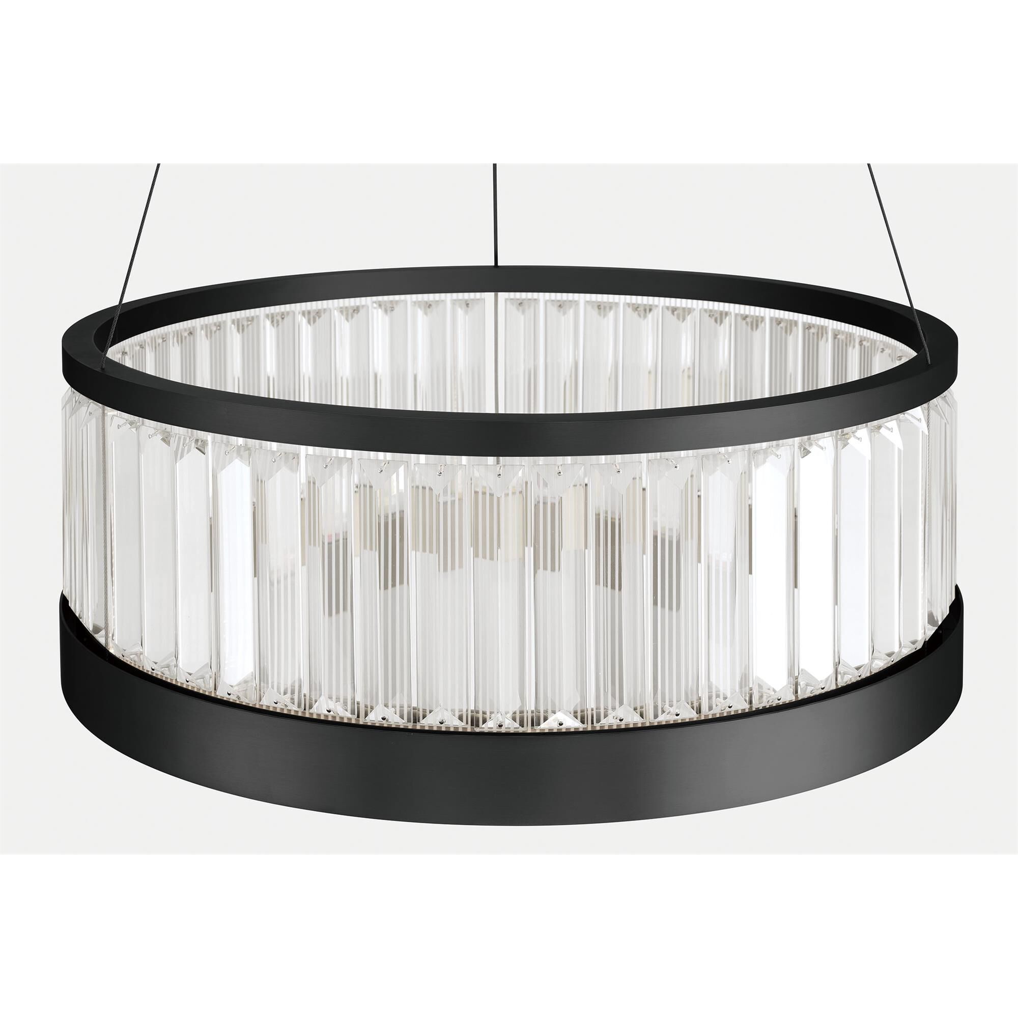 Shown in Matte Black finish and Clear Crystal glass