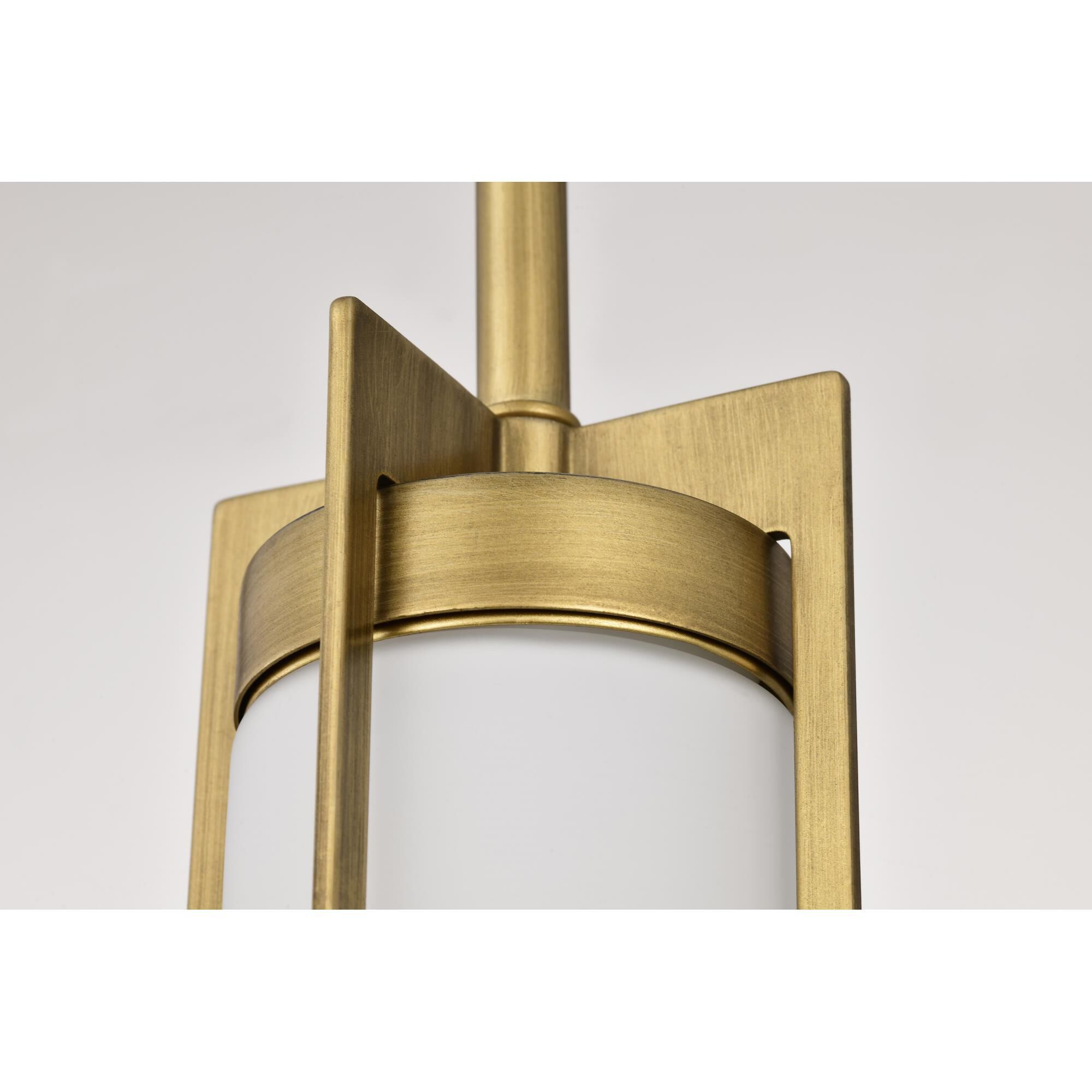 Shown in Natural Brass finish and White glass