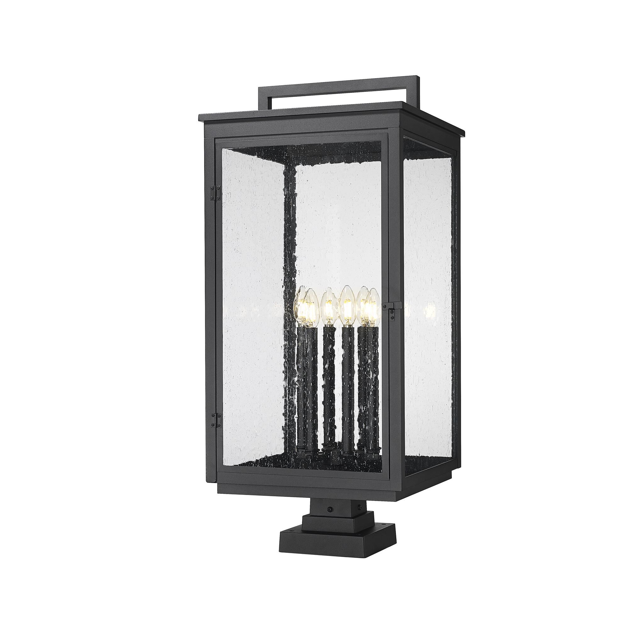 Shown in Sand Black finish and Clear Seedy glass and Clear Seedy shade
