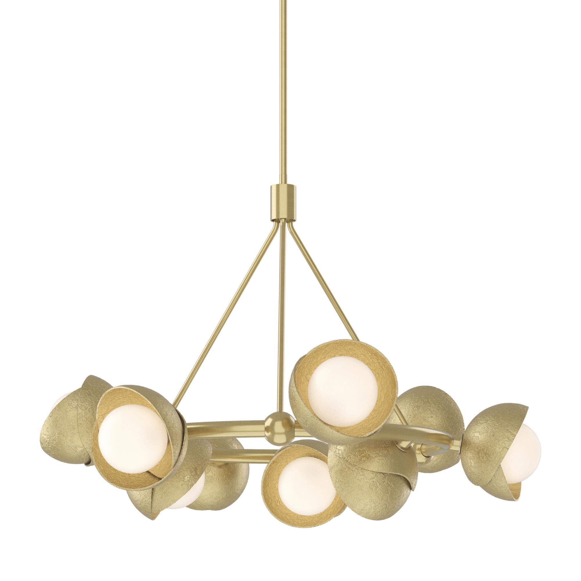 Shown in Modern Brass finish and Opal glass and Opal Glass shade
