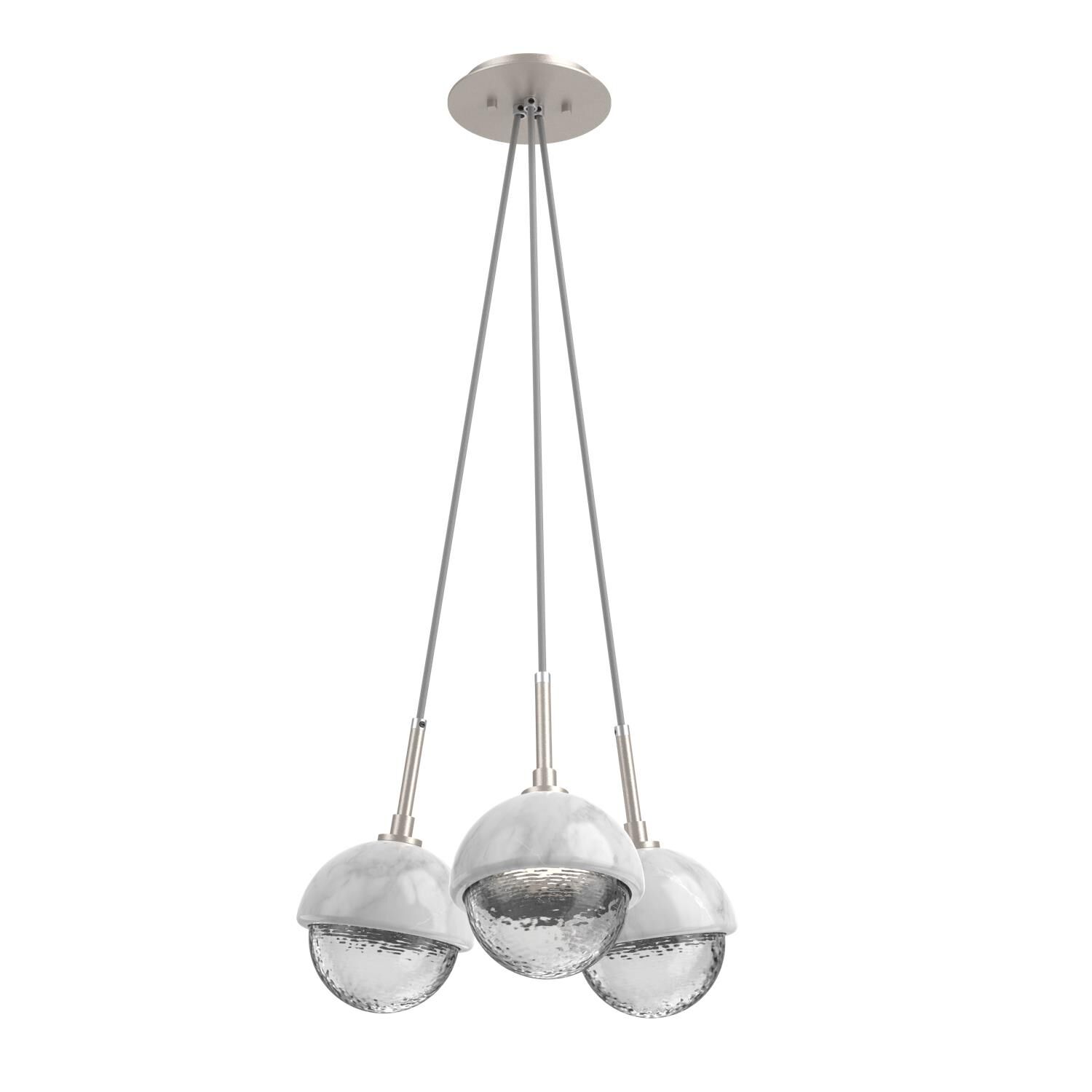 Shown in Beige Silver finish and Clear glass and White Marble accent
