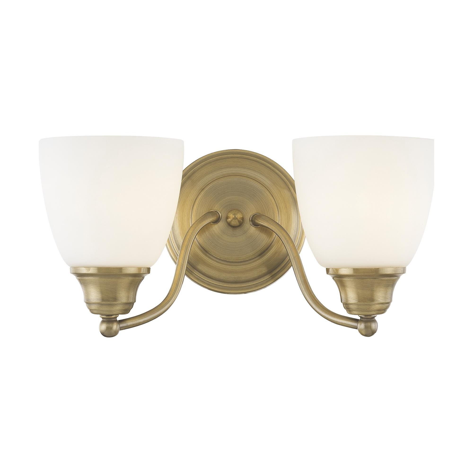 Shown in Antique Brass finish and Hand Blown Satin Opal White glass