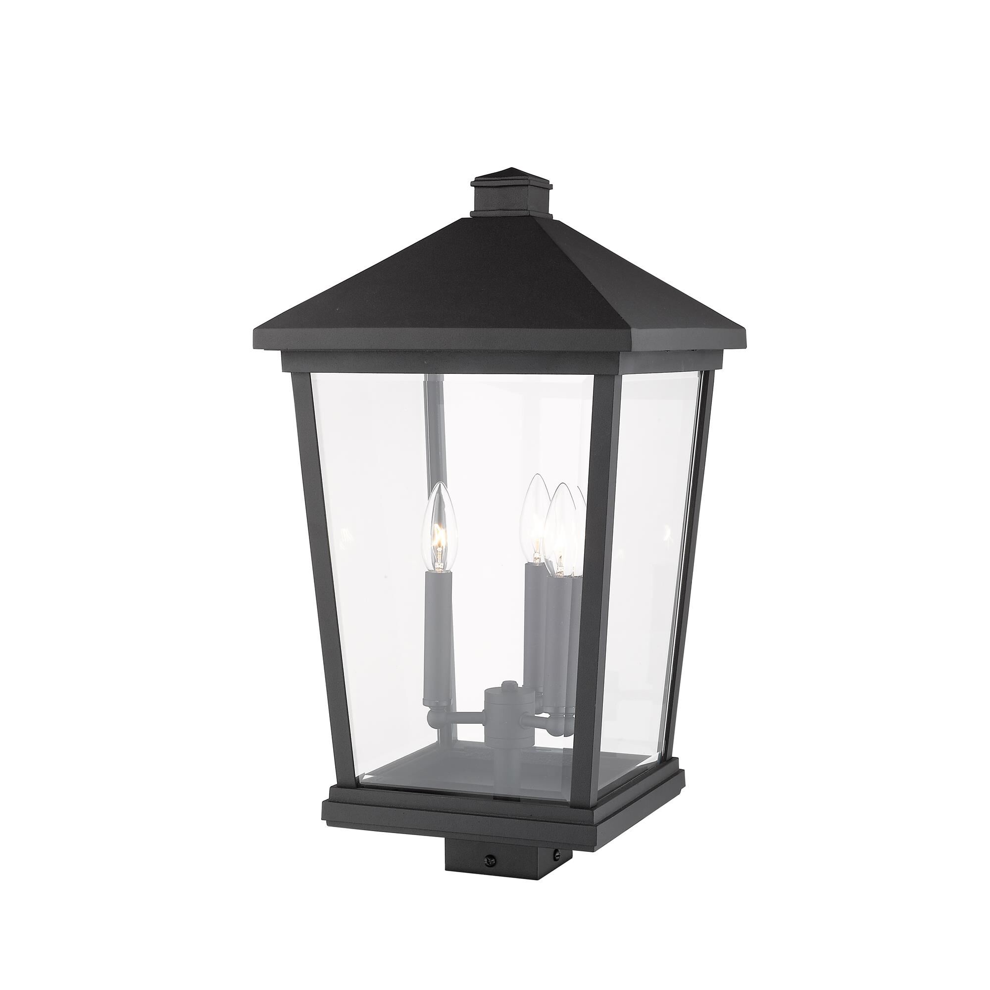Shown in Black finish and Glass shade