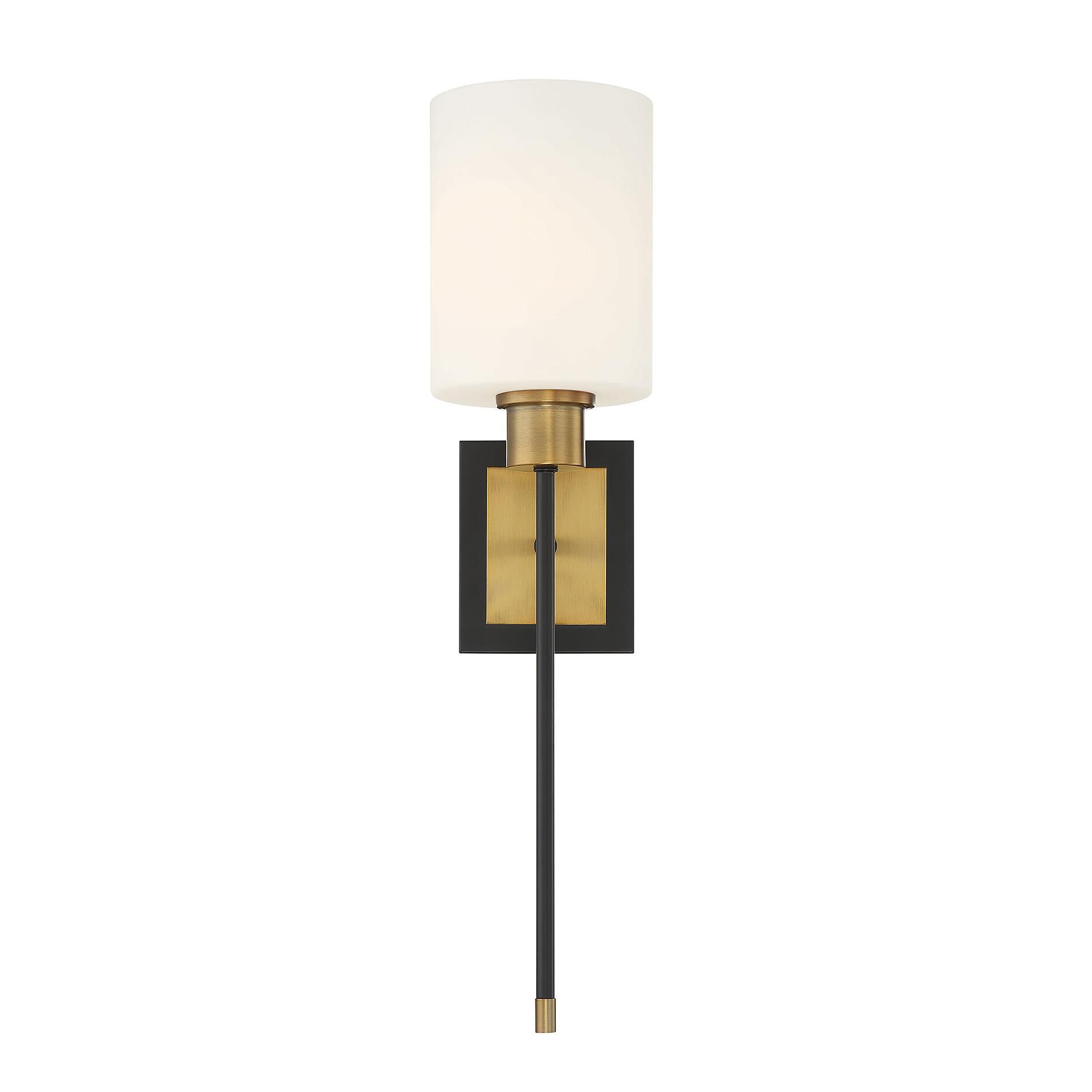 Shown in Matte Black With Warm Brass Accents finish and White Opal glass and Glass shade