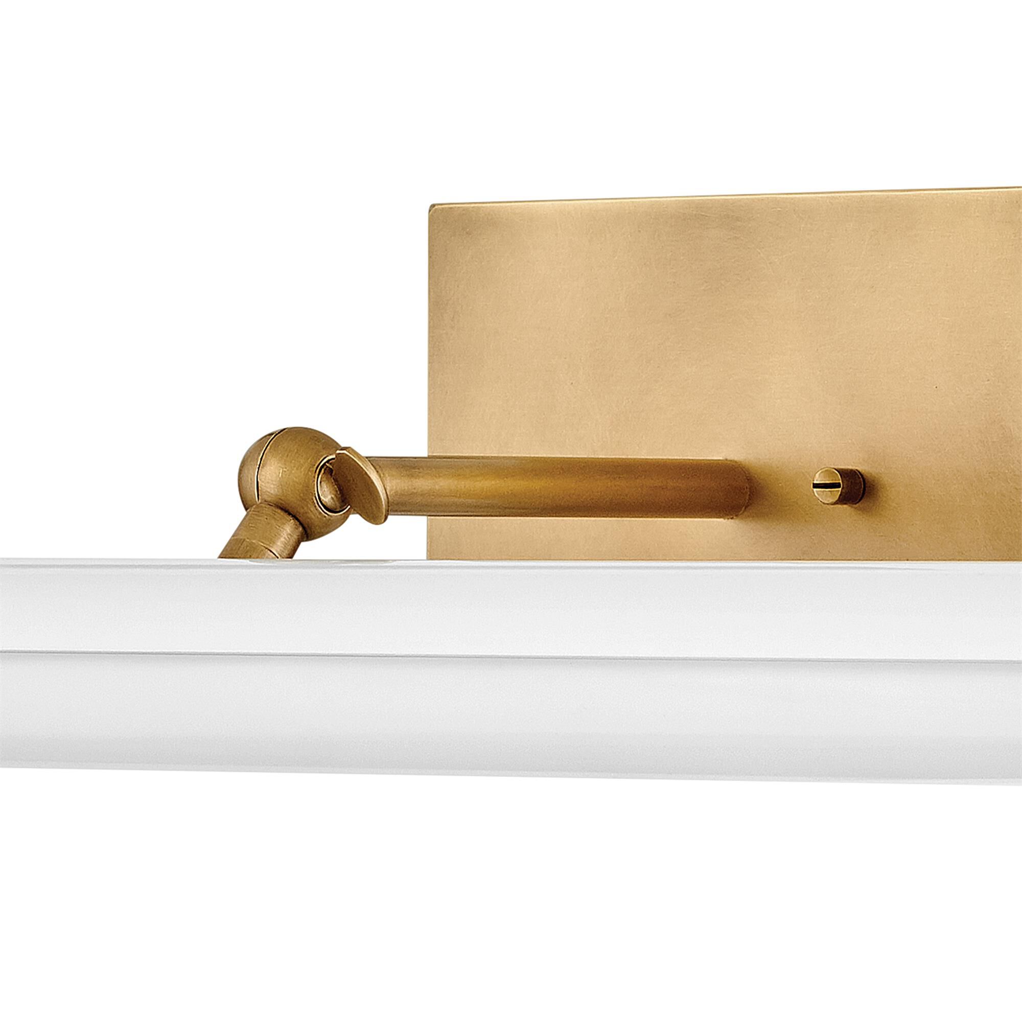 Shown in Heritage Brass finish and Acrylic Lens glass and Gloss White accent