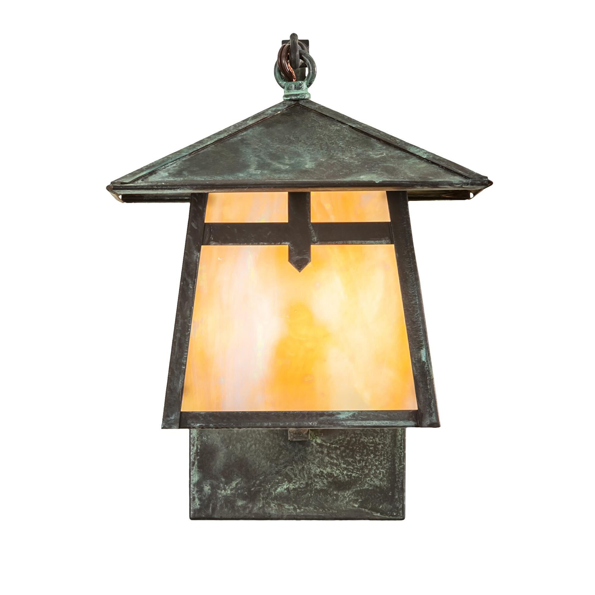 Shown in Verdigris Finish finish and Beige;Iridescent glass