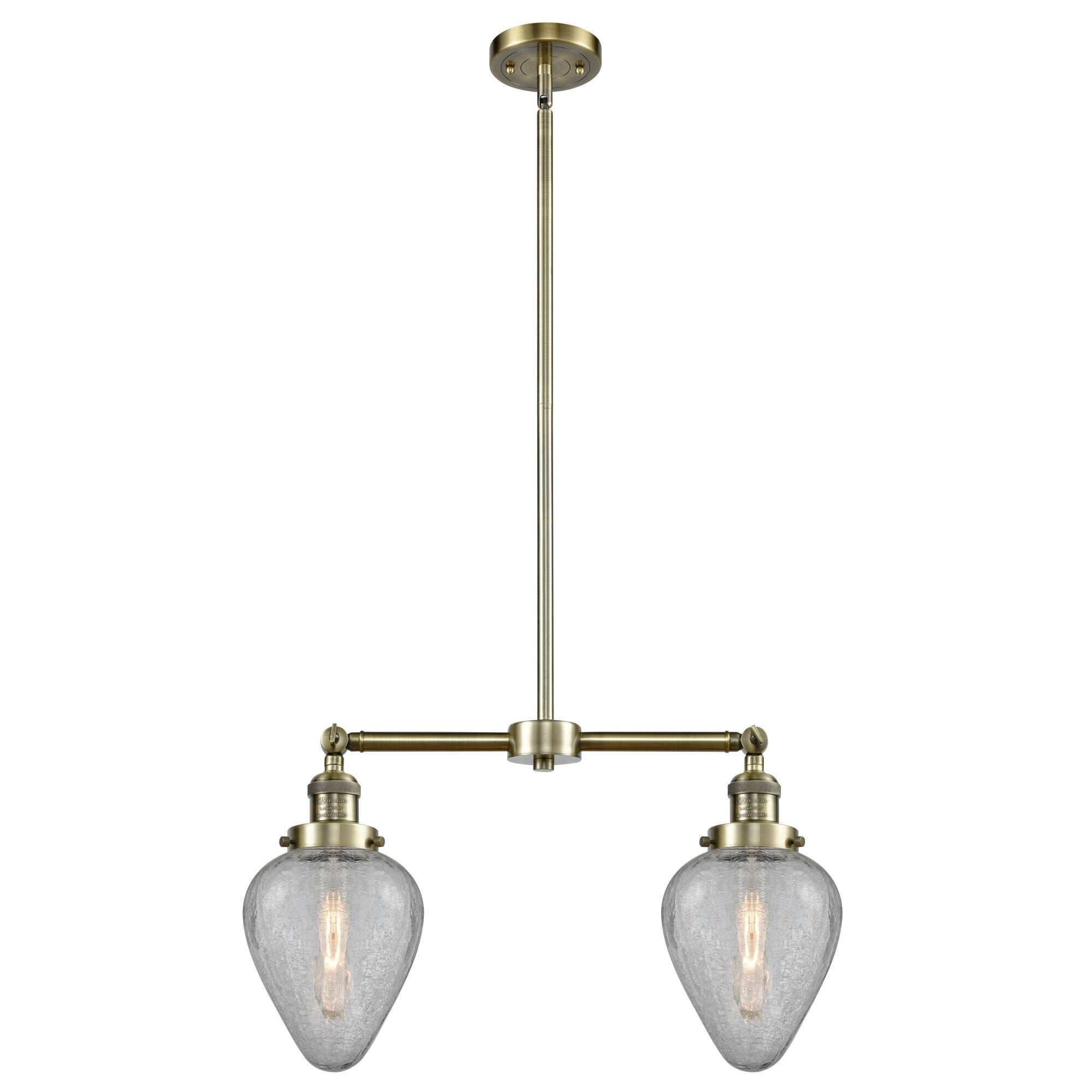 Shown in Antique Brass finish and Clear Crackle glass