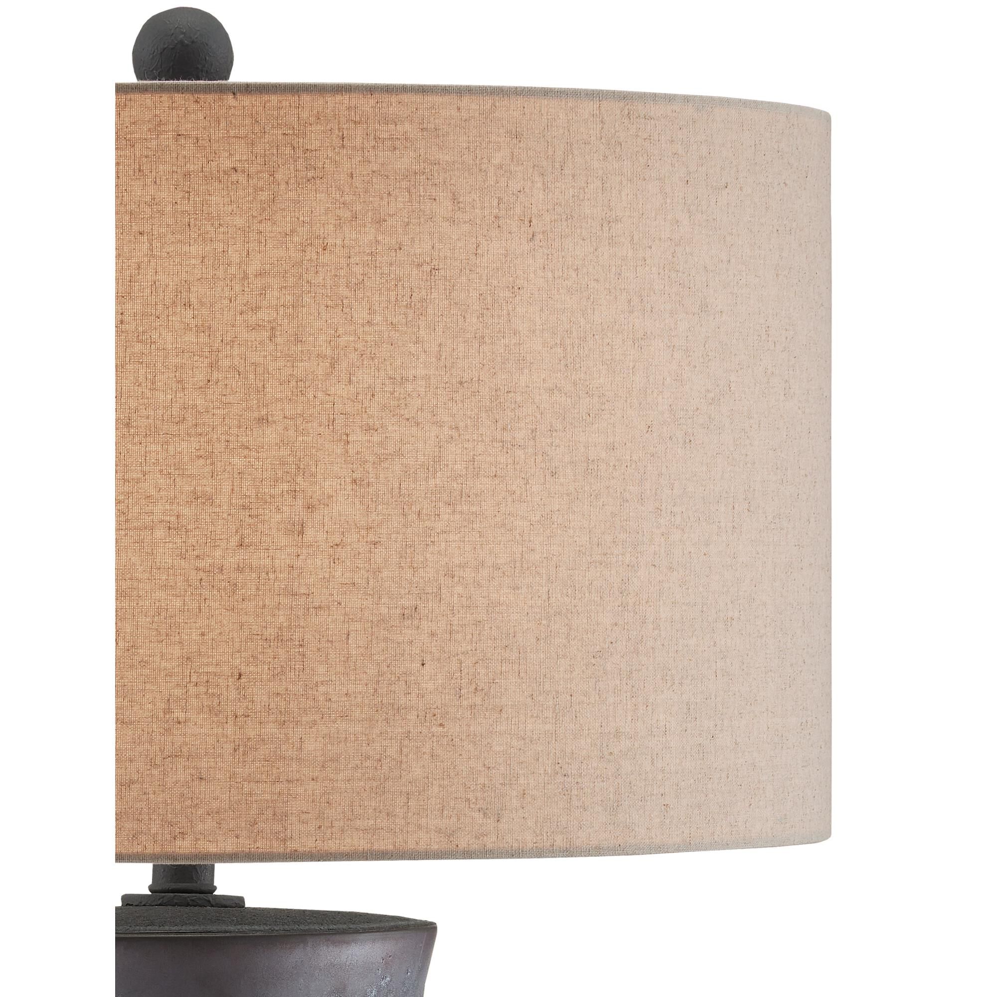 Shown in Satin Dark Gray finish and Natural Linen shade