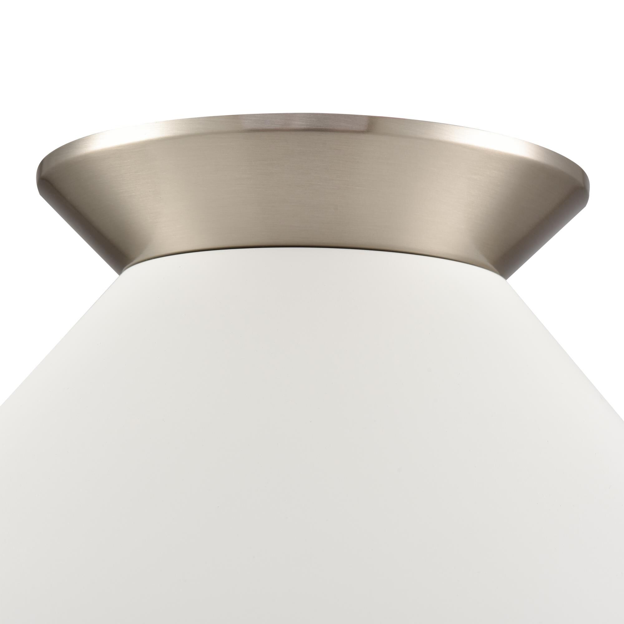 Shown in Brushed Nickel finish and Matte White Metal Shade glass and Matte White Metal shade