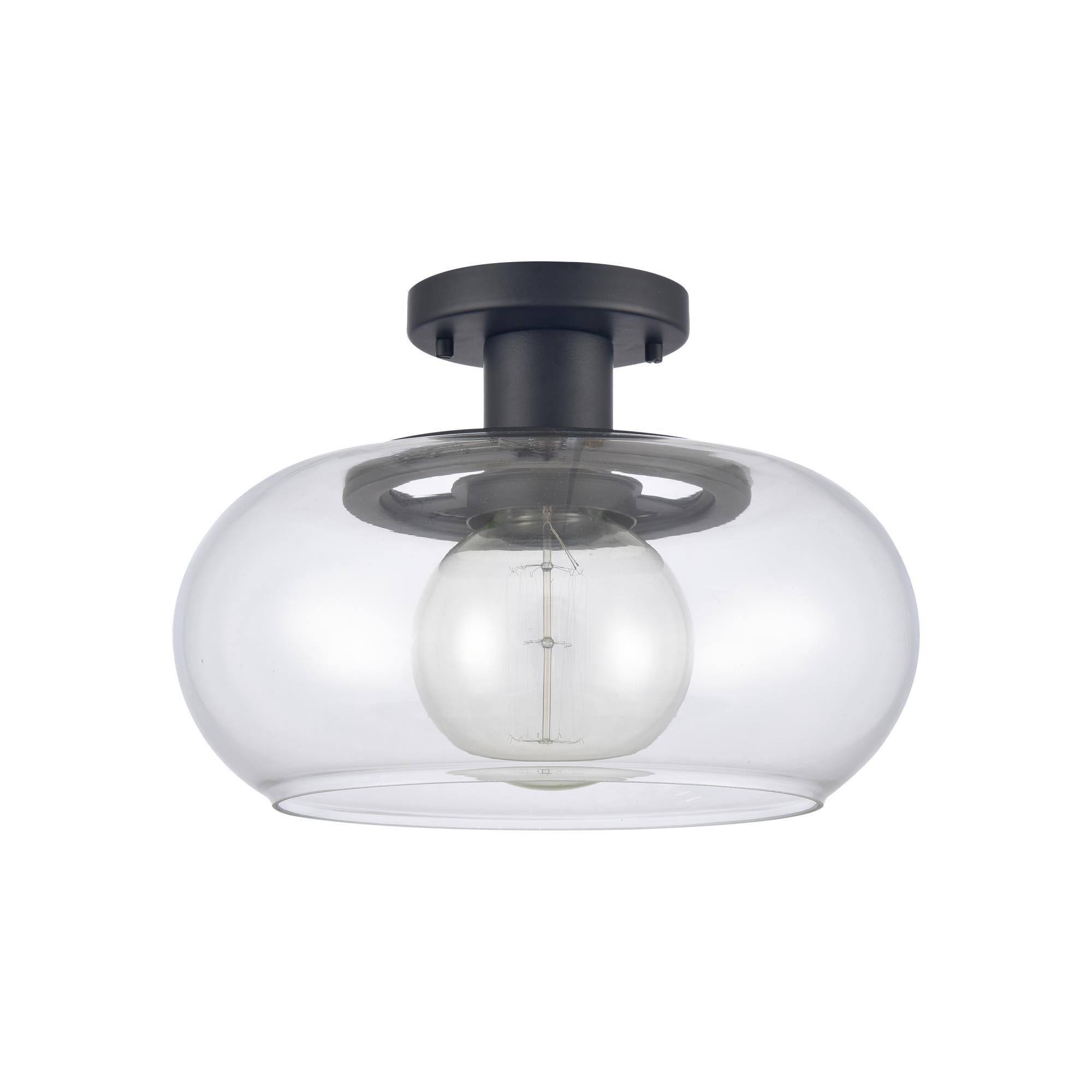 Shown in Matte Black finish and Clear Handblown  Shade glass and Clear Handblown Glass shade