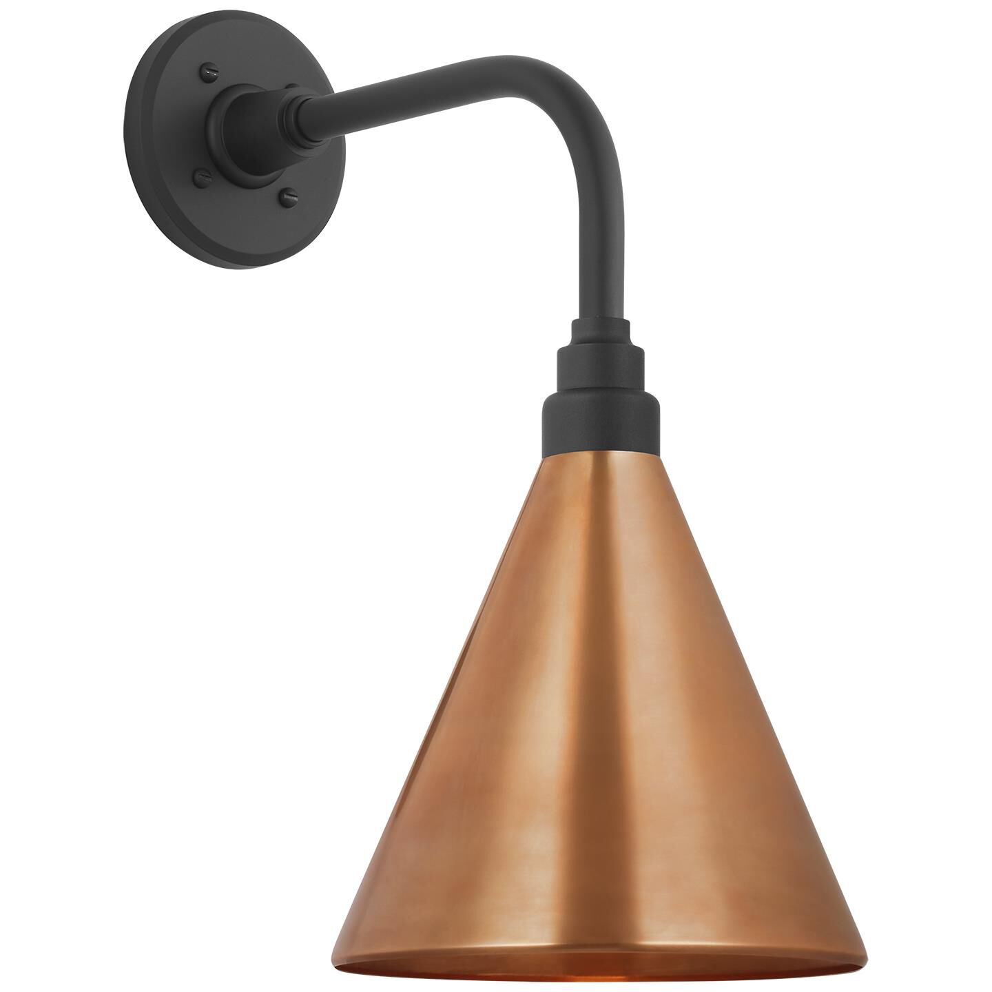 Shown in Matte Black finish and Soft Copper Conical Savannah shade