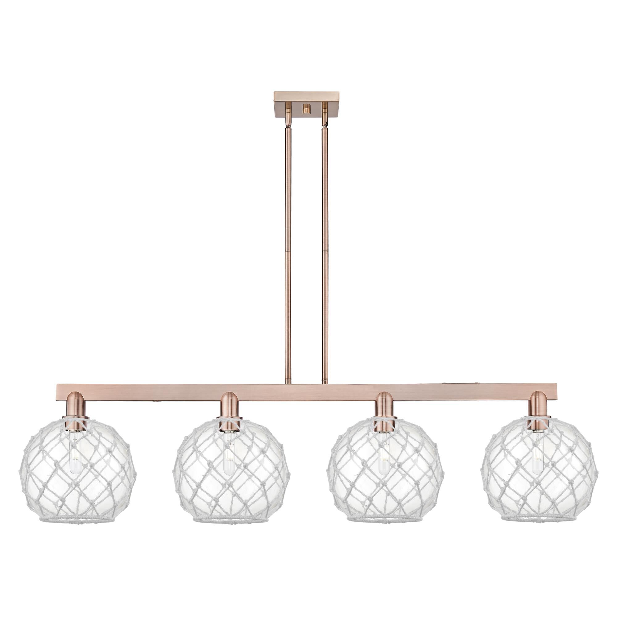 Shown in Antique Copper finish and Clear with White Rope glass