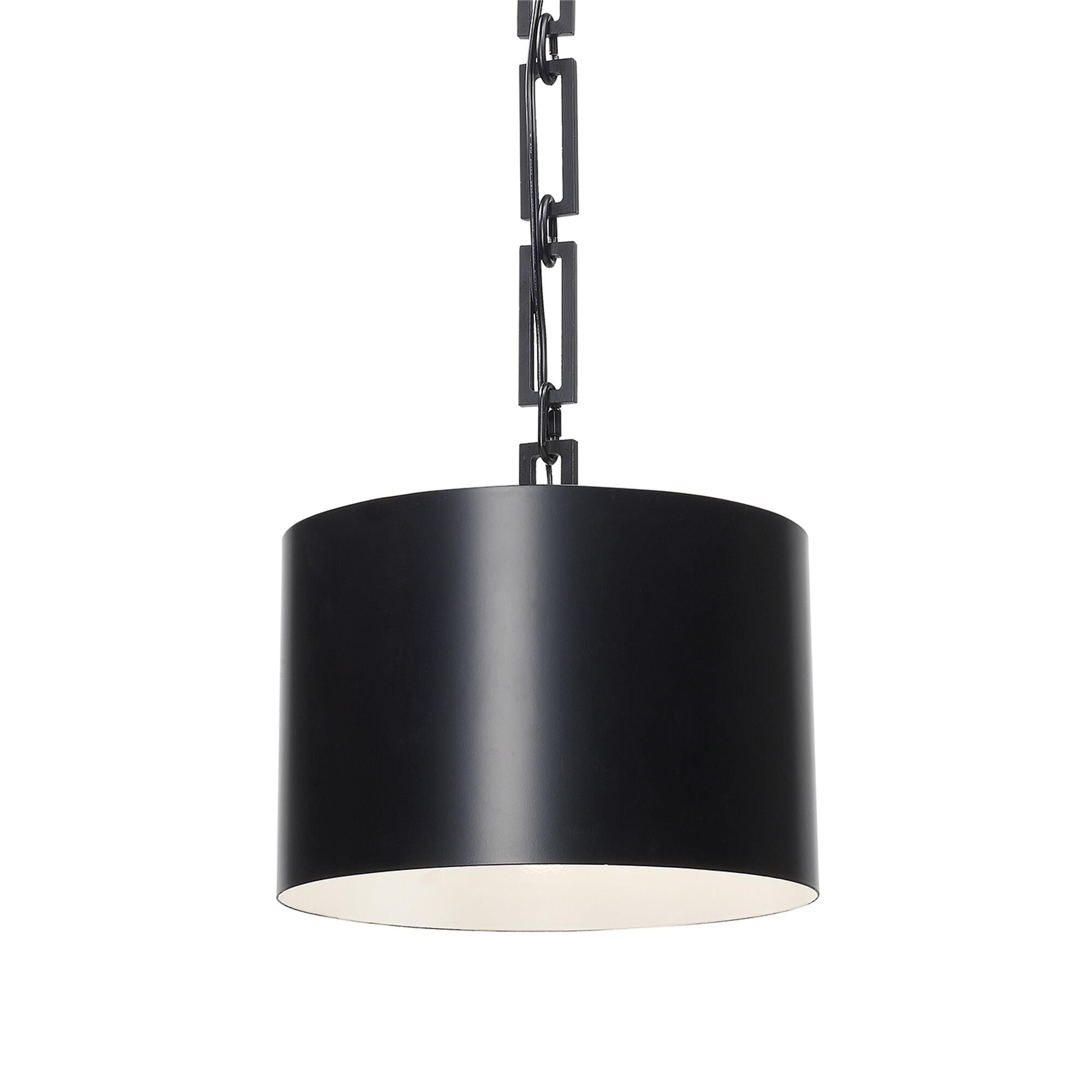 Shown in Matte Black + White finish and Steel glass and Black & White shade