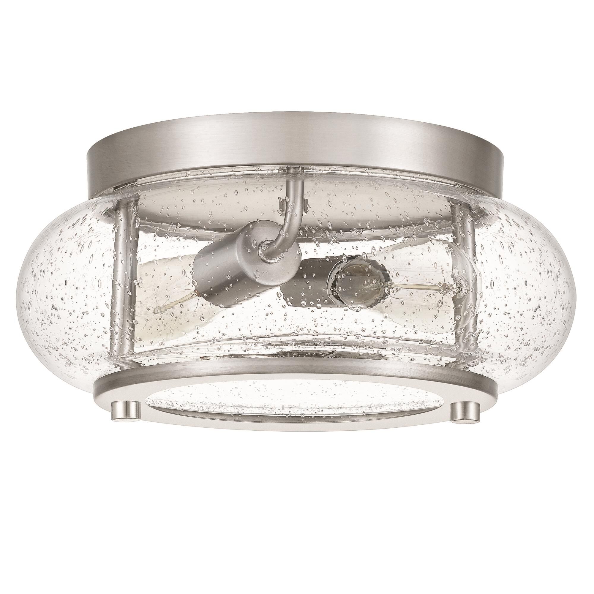 Shown in Brushed Nickel finish and Clear Seedy glass