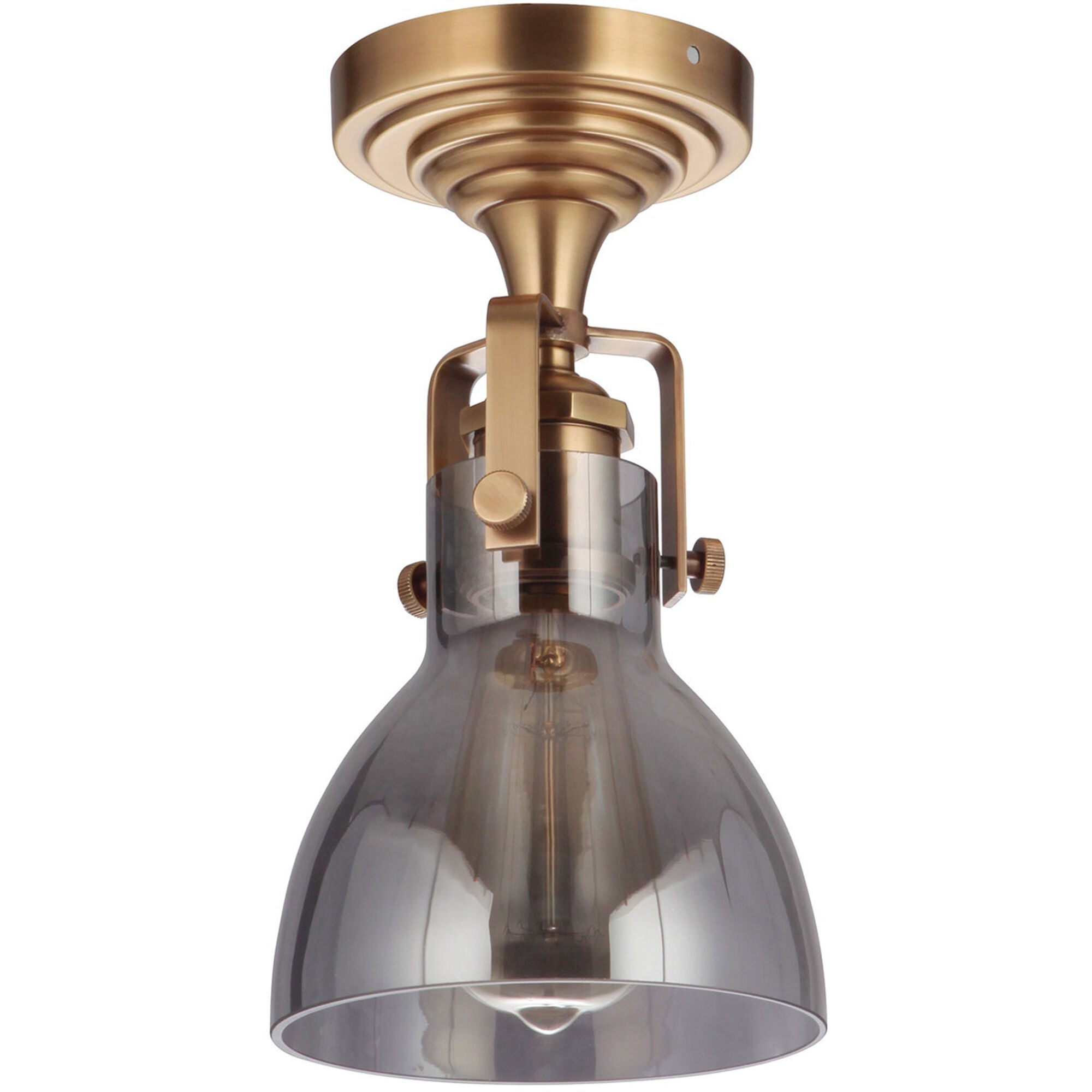 Shown in Vintage Brass finish and Yes glass and Yes shade and Bell accent