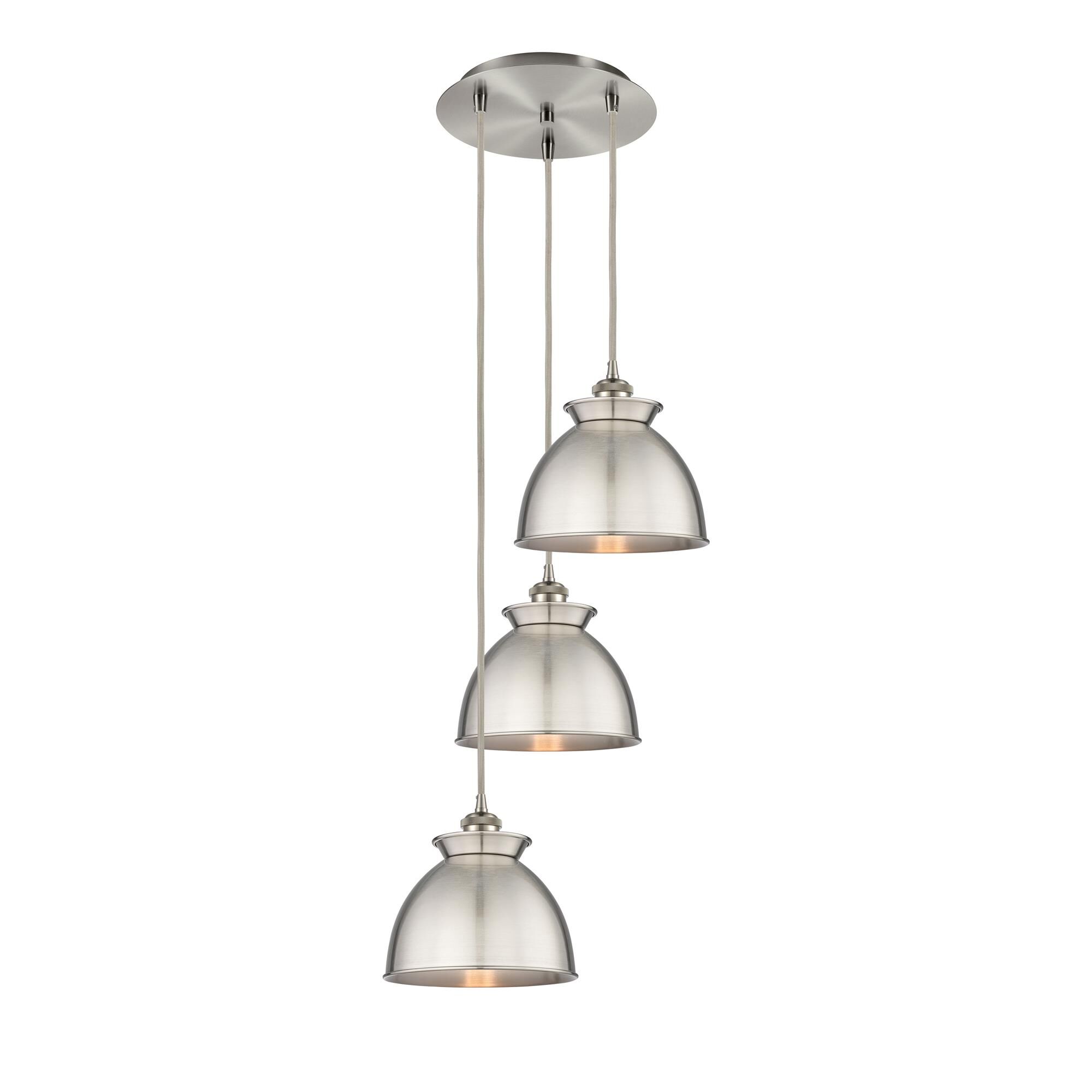 Shown in Brushed Satin Nickel finish and Brushed Satin Nickel shade