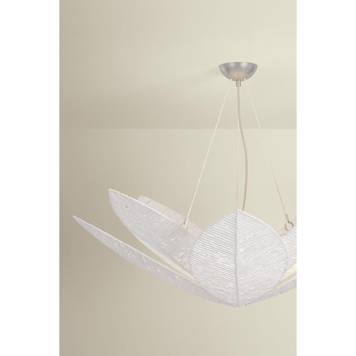 Shown in Warm Silver Leaf finish and Handmade Paper shade