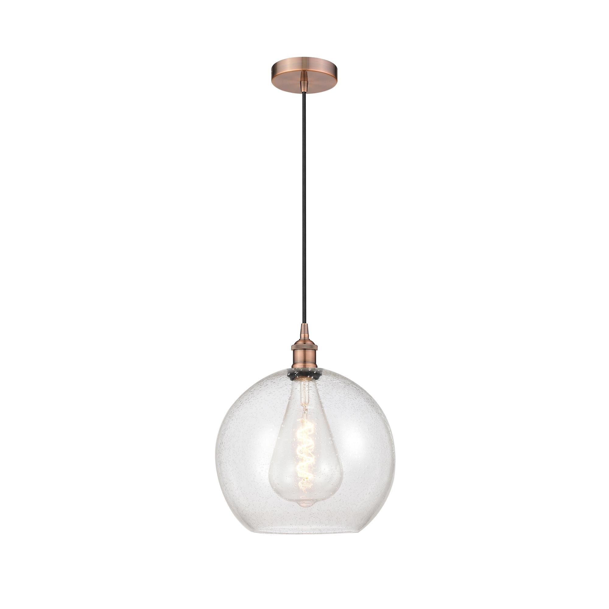 Shown in Antique Copper finish and Seedy glass
