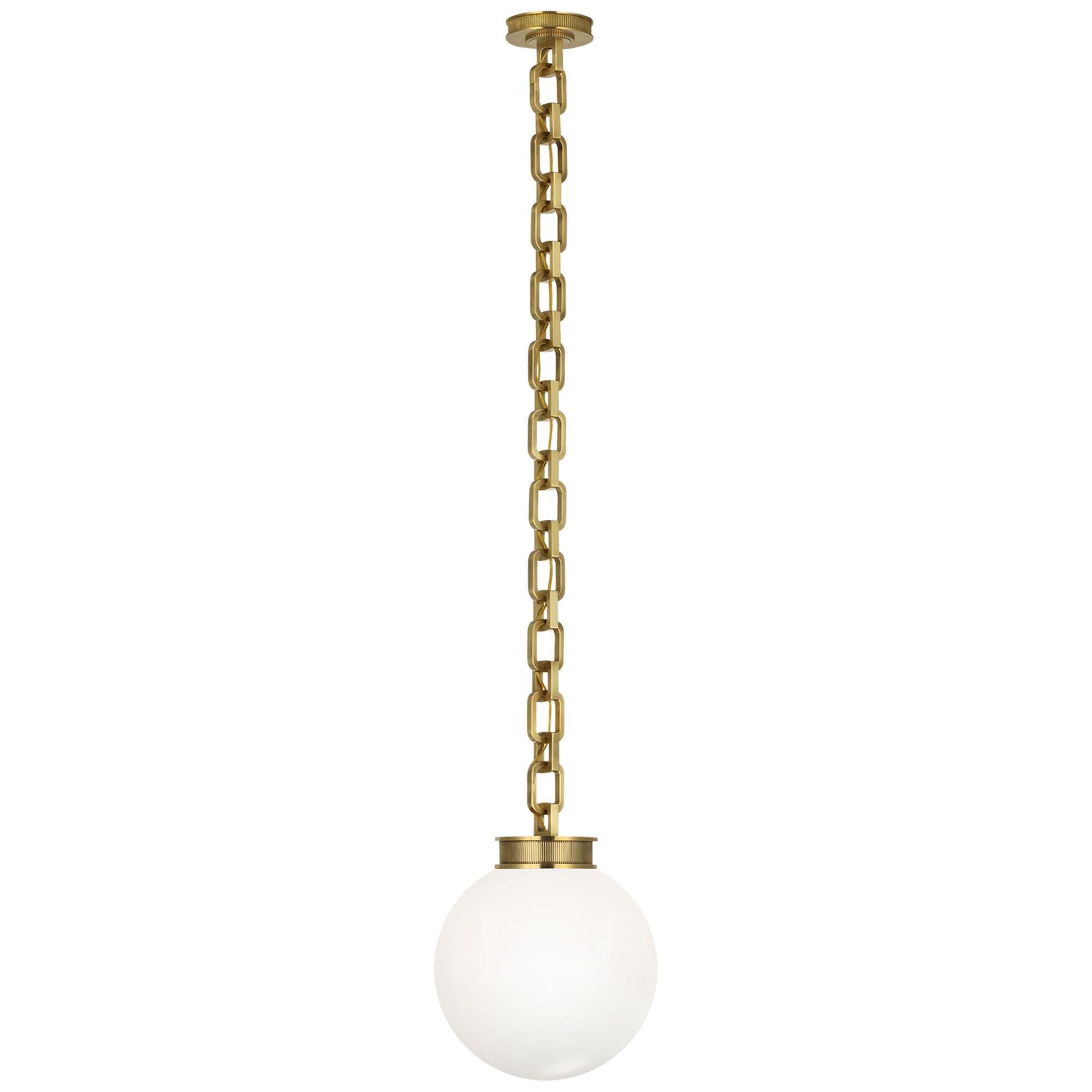 Shown in Soft Brass finish and White glass