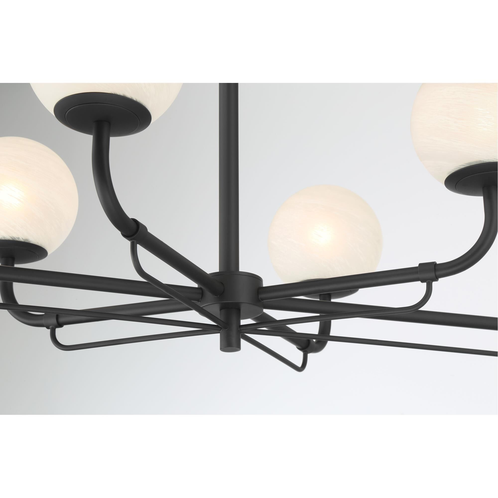 Shown in Dark Matte Black finish and White glass and Etched Alabaster Glass shade