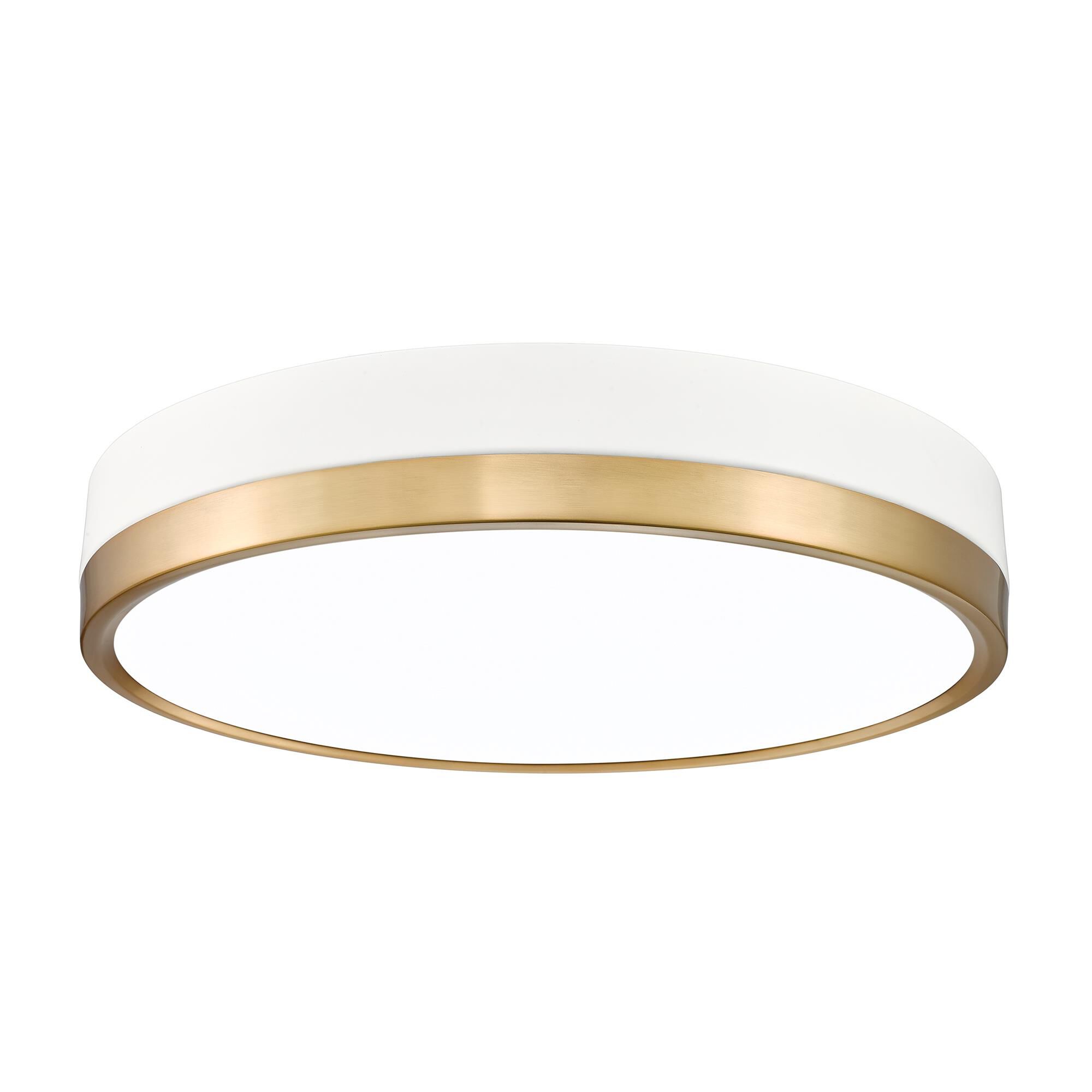 Shown in Matte White + Modern Gold finish and Frosted glass and Frosted shade