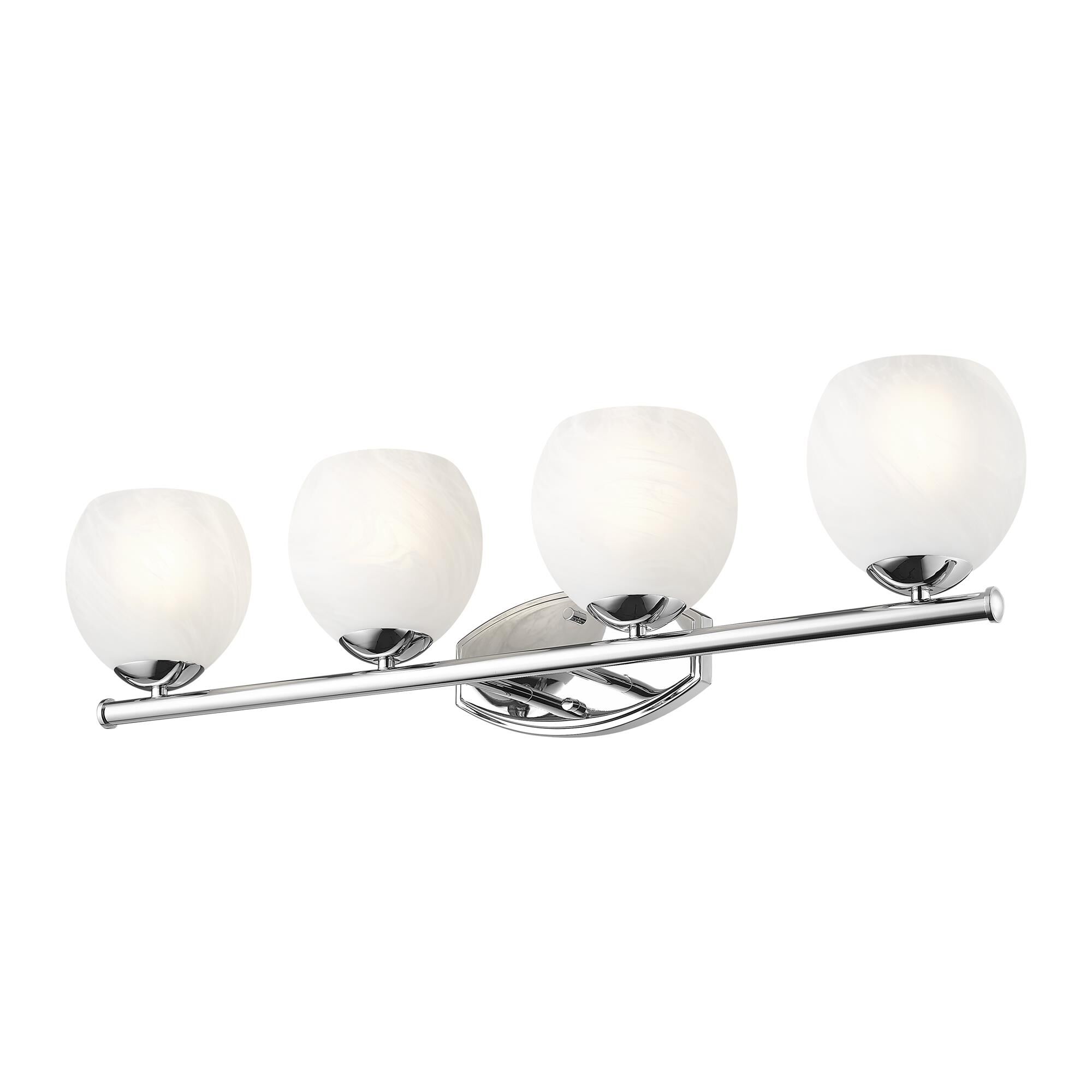 Shown in Chrome finish and Feathered White glass