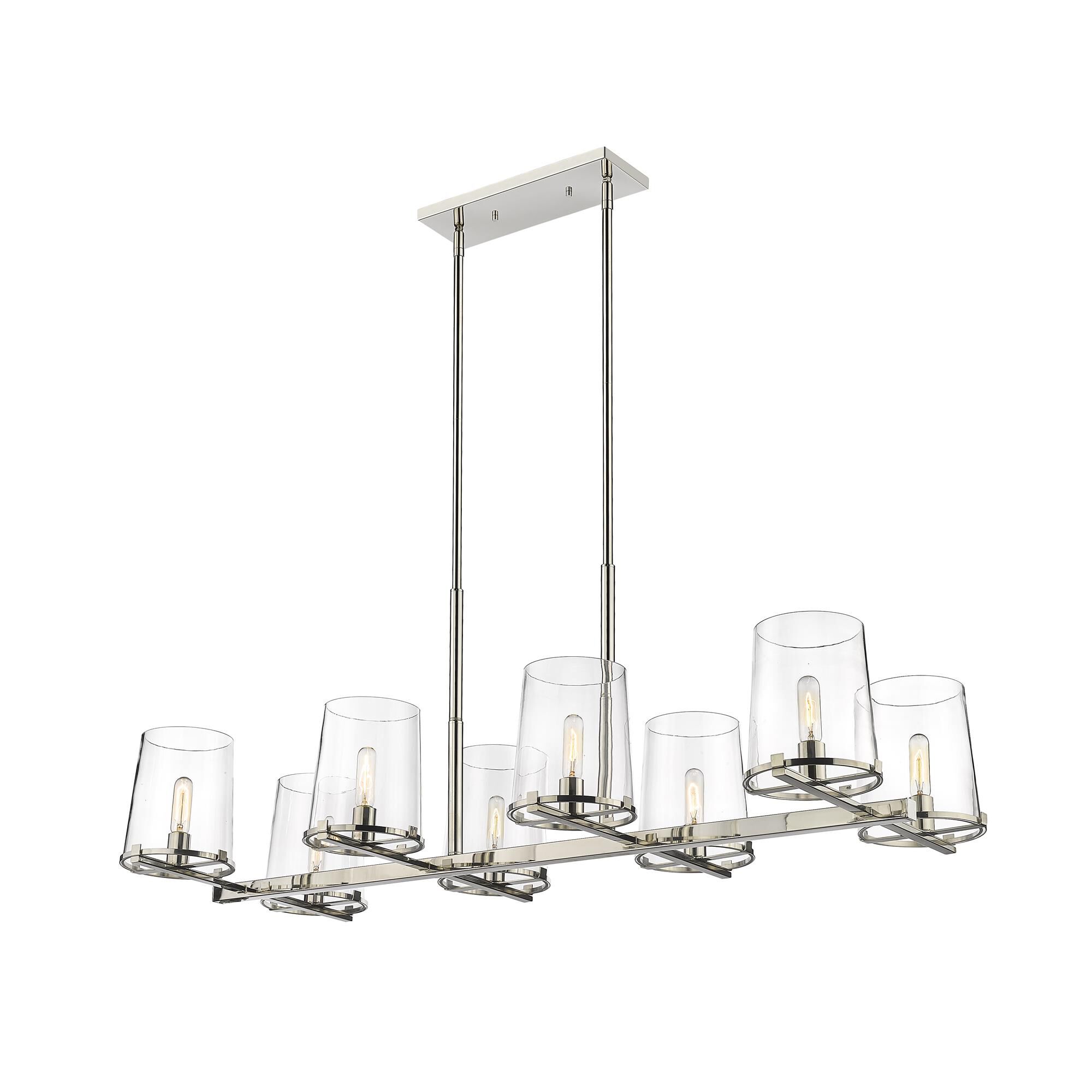 Shown in Polished Nickel finish and Glass shade